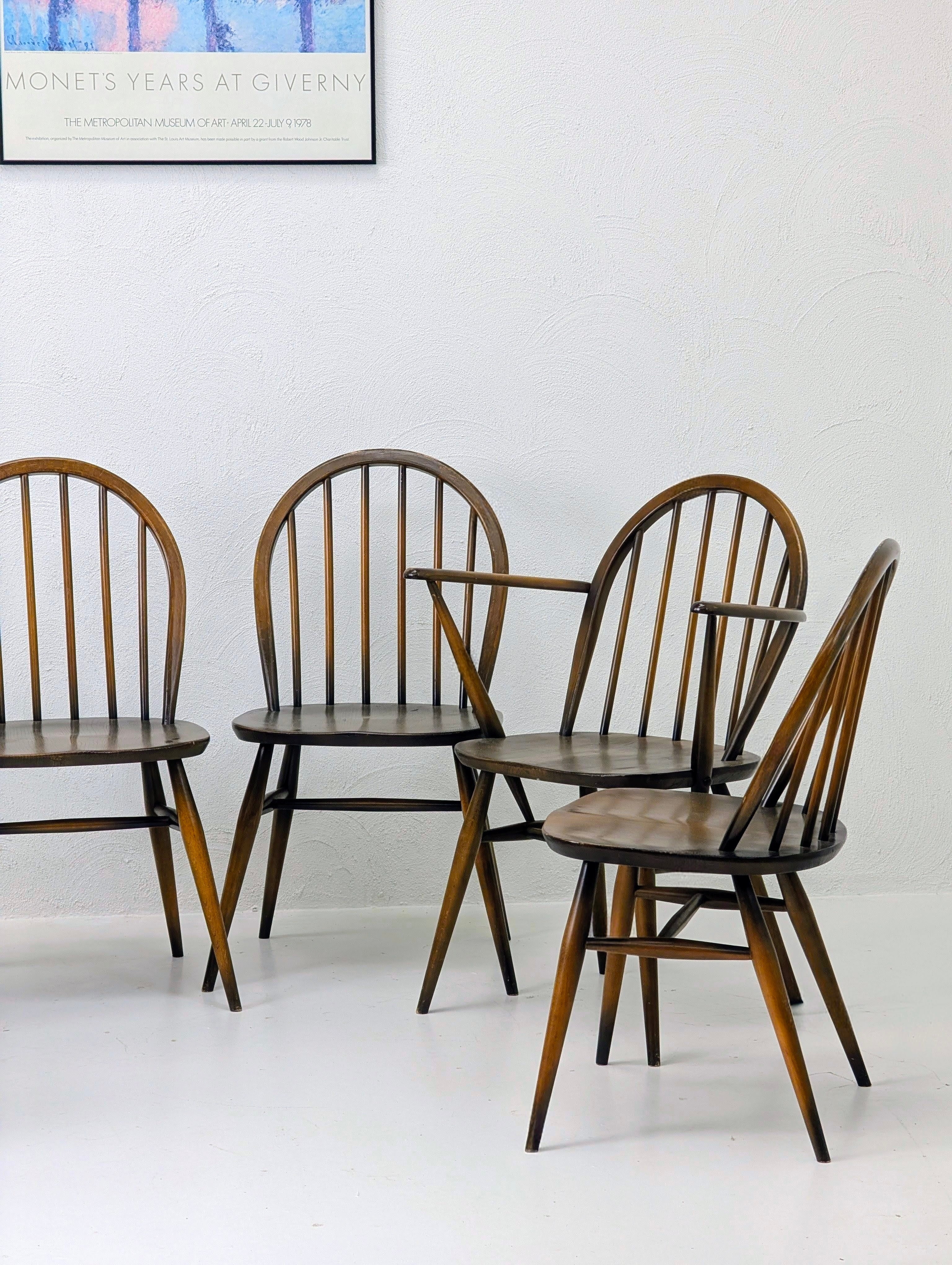 Set of Six Lucian Ercolani for Ercol Mid Century Modern Windsor Dining Chairs