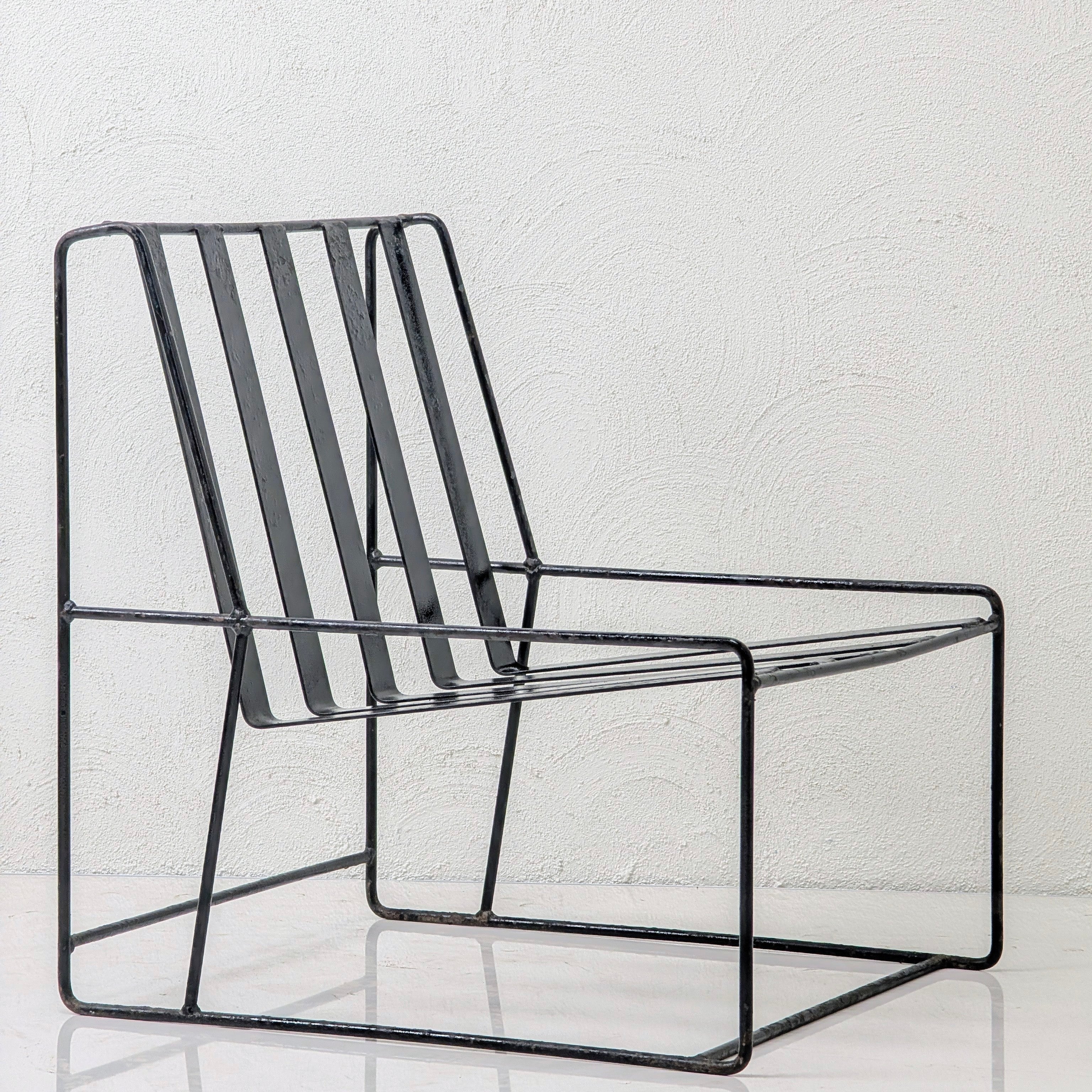 A Pair of 1950s Italian Ribbon Steel Architectural Lounge Chairs