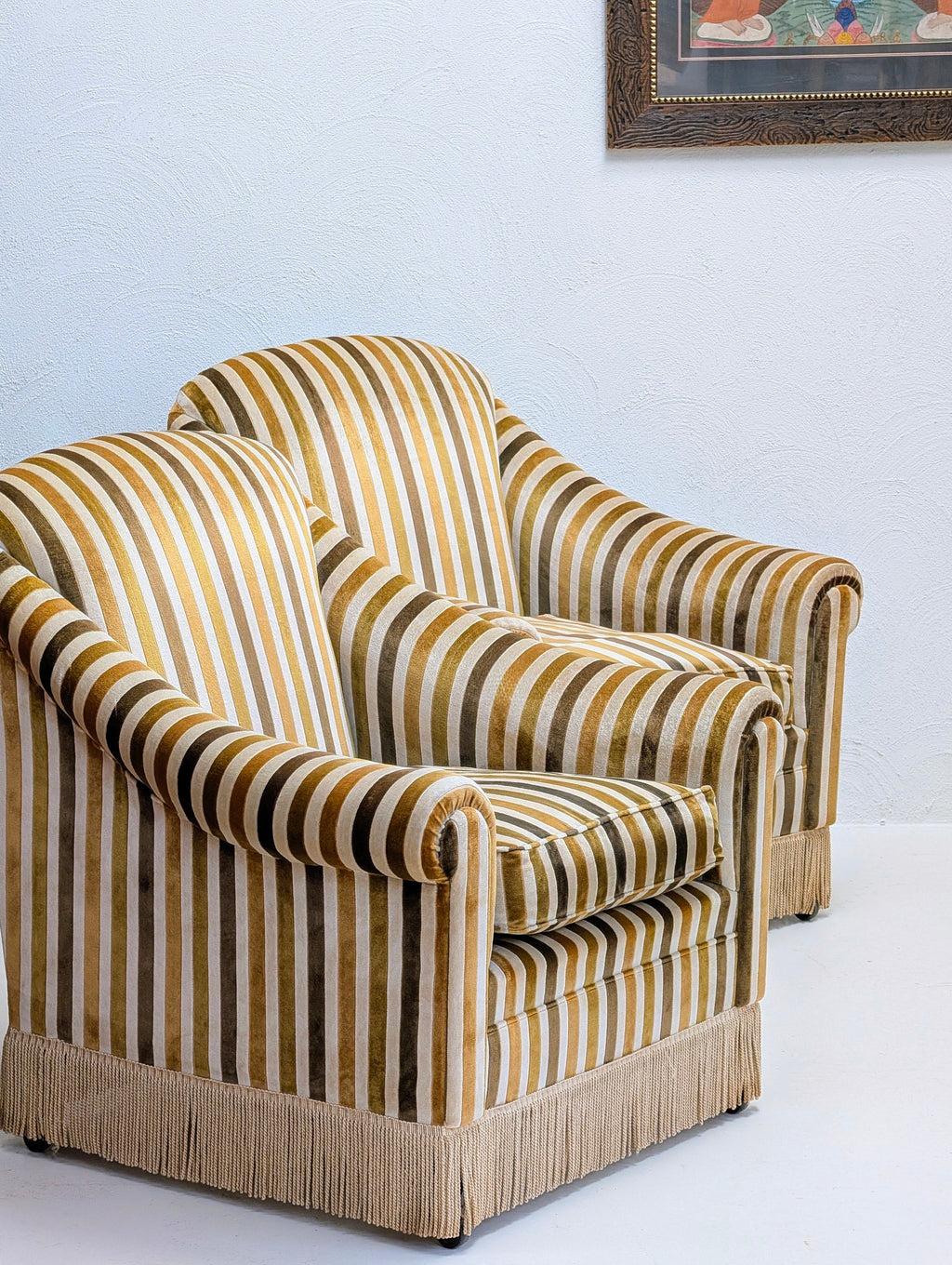 1970s Australian Mid-Century Three-Piece Suite in Striped Velvet