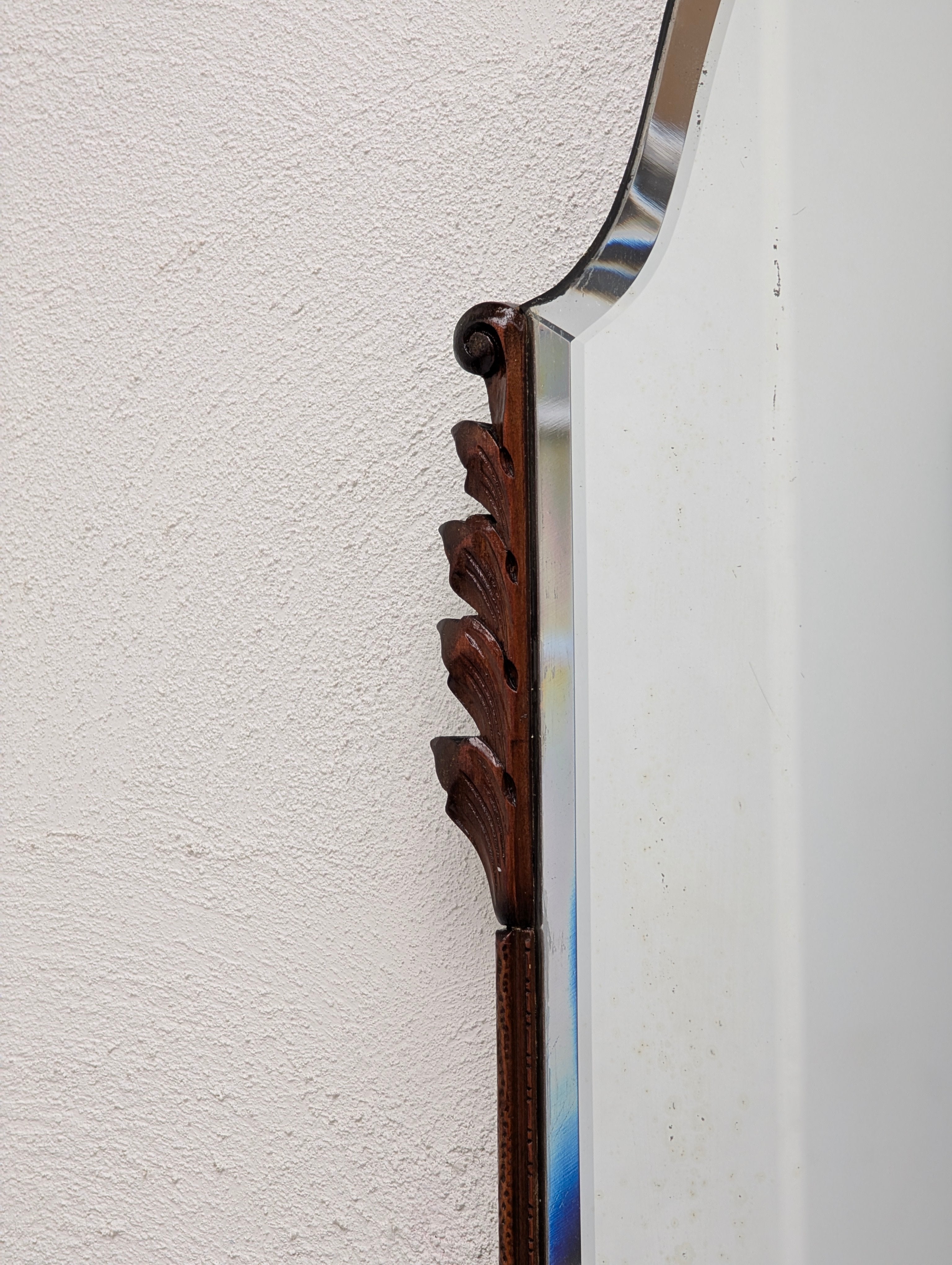 Restored 1940s Art Deco Solid Oak Wall Mirror