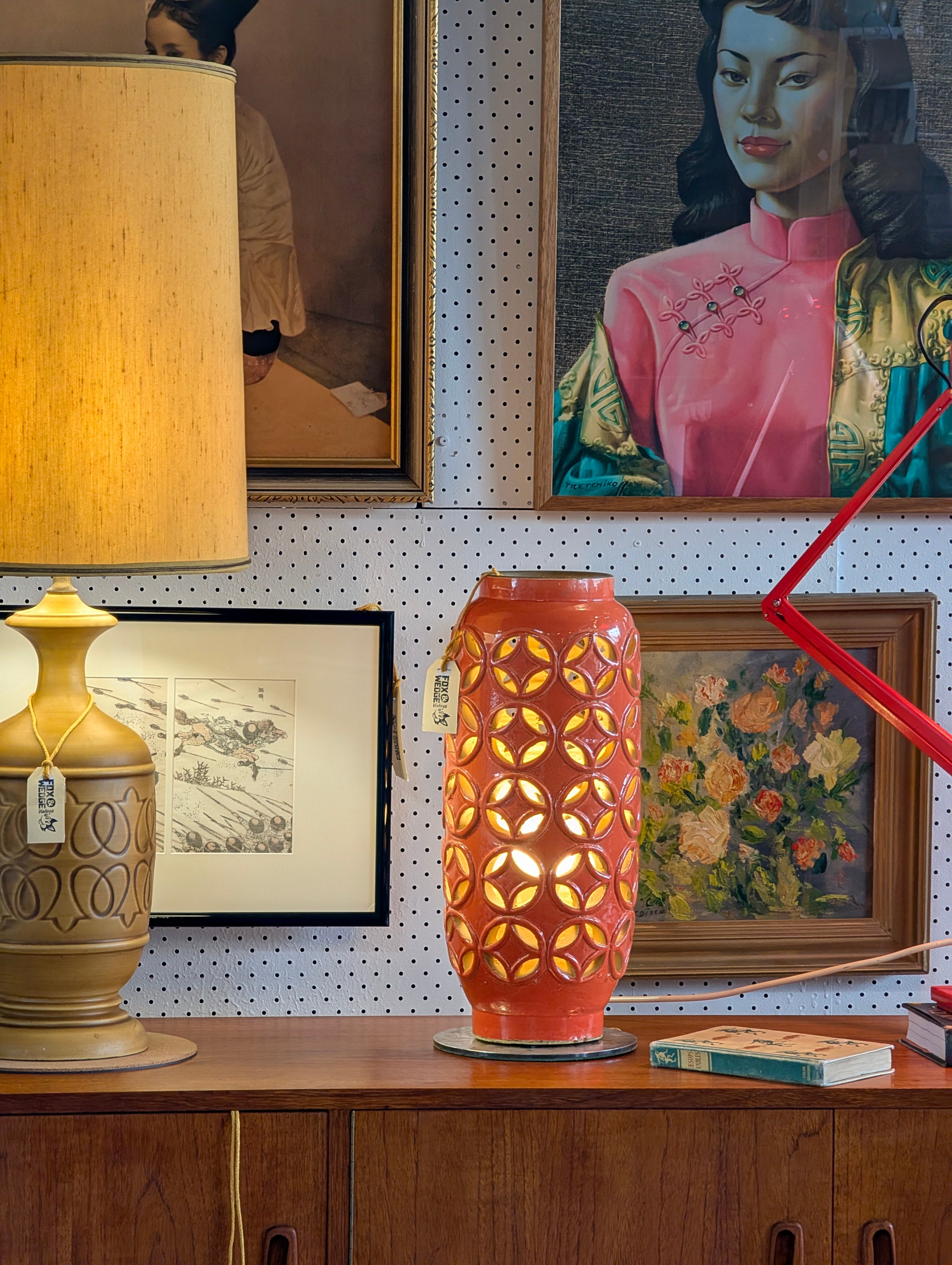 Mid-Century Ceramic Table Lamp | Original Mustard Shade