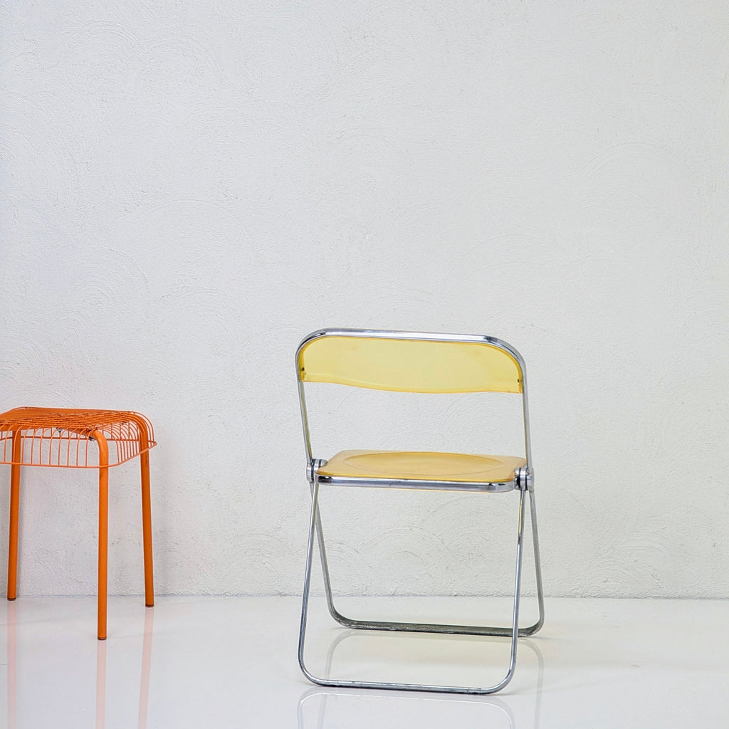 1970s Plia Folding Chair in Transparent Yellow by Giancarlo Piretti for Castelli, Italy