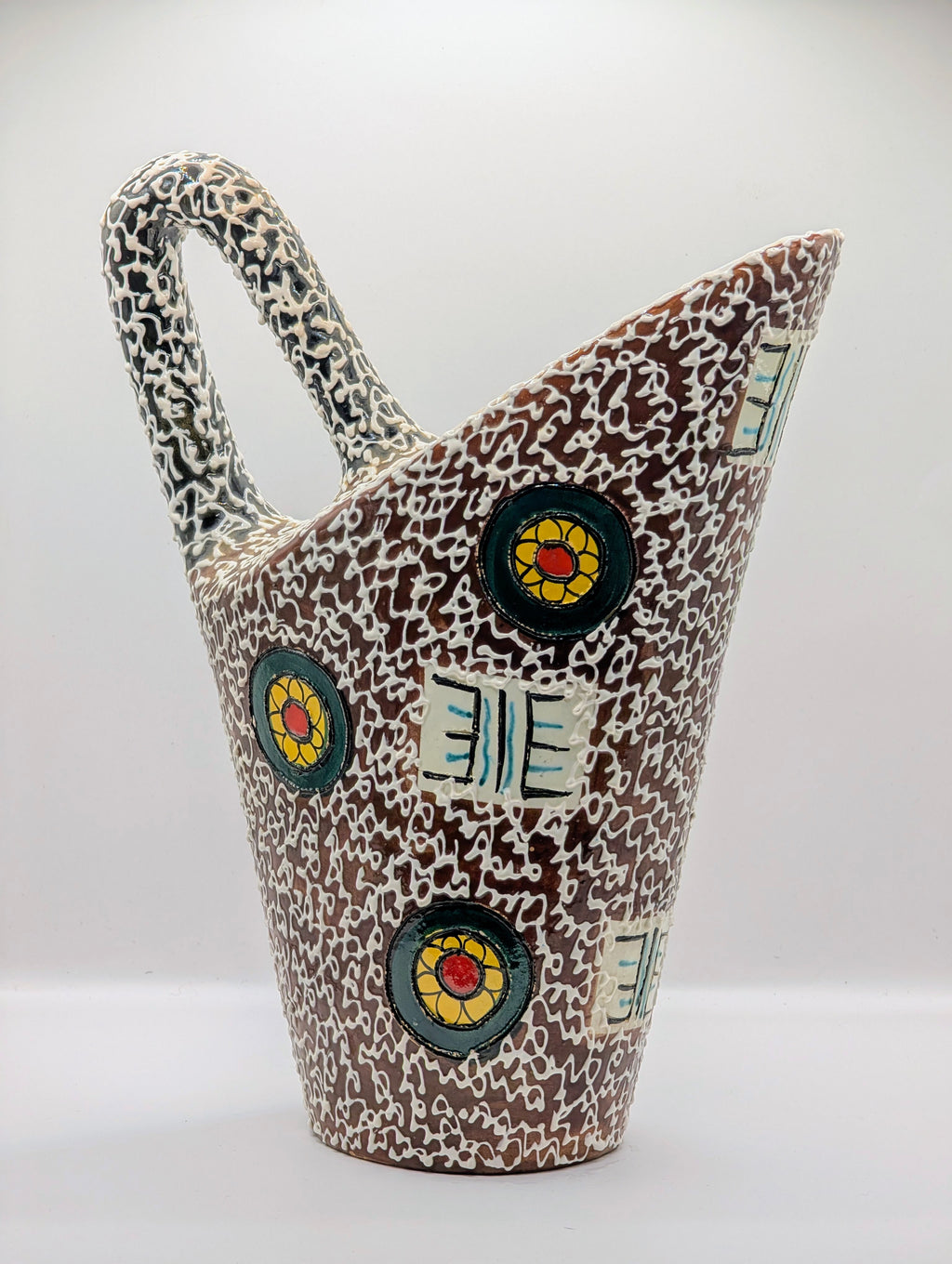 Rare 1964 Modernist Sculptural Pitcher by Santucci Deruta - Handcrafted in Italy