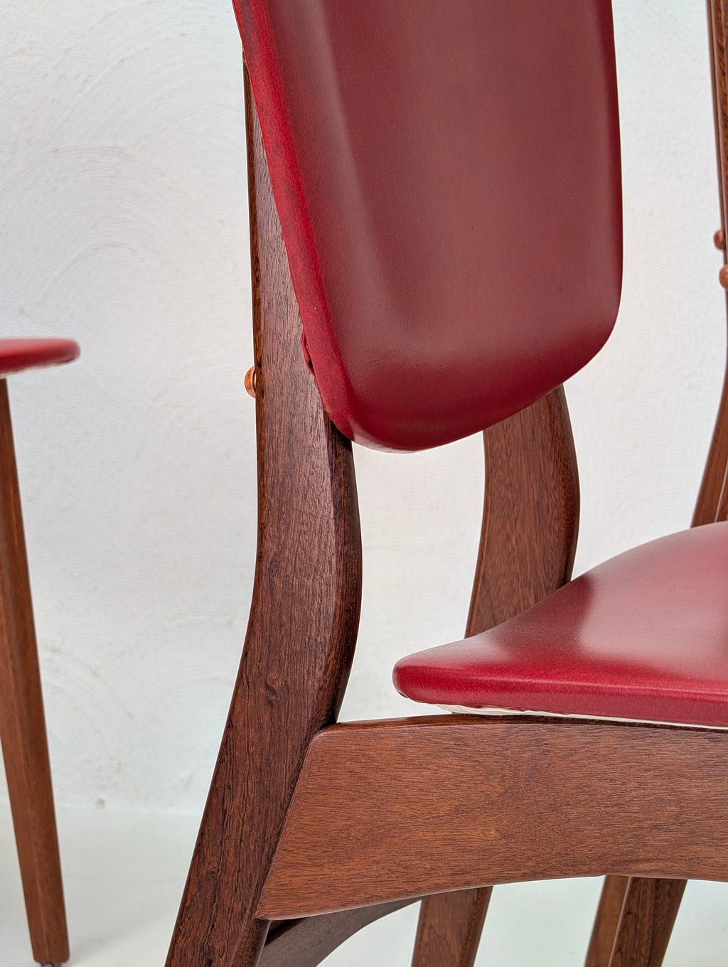 Set of Four Fler Dining Chairs in Original Red Vinyl by Fred Lowen & Ernest Rodeck | c1950s