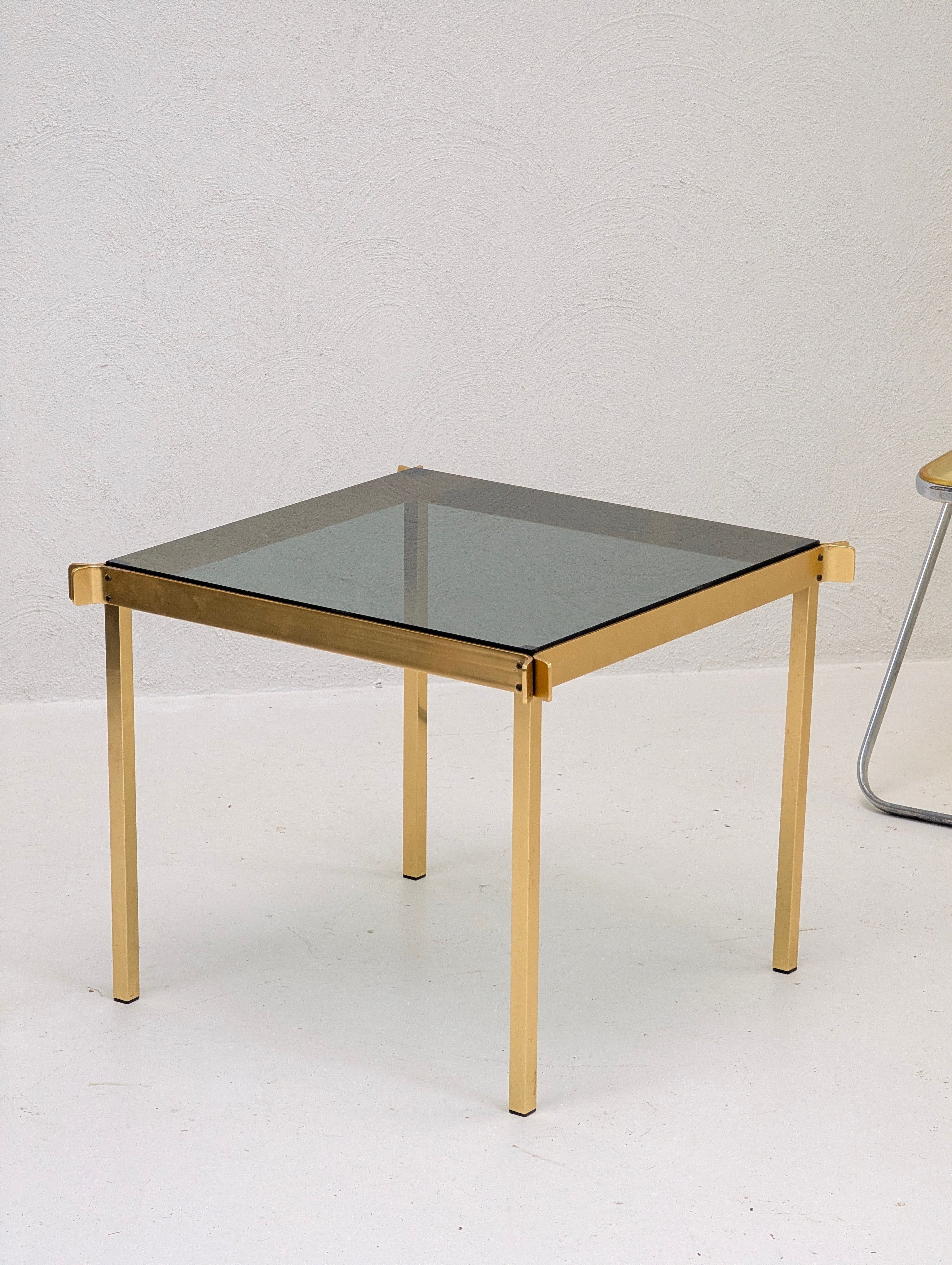 1970s Hollywood Regency Coffee Table | Anodised Aluminium & Smoked Glass
