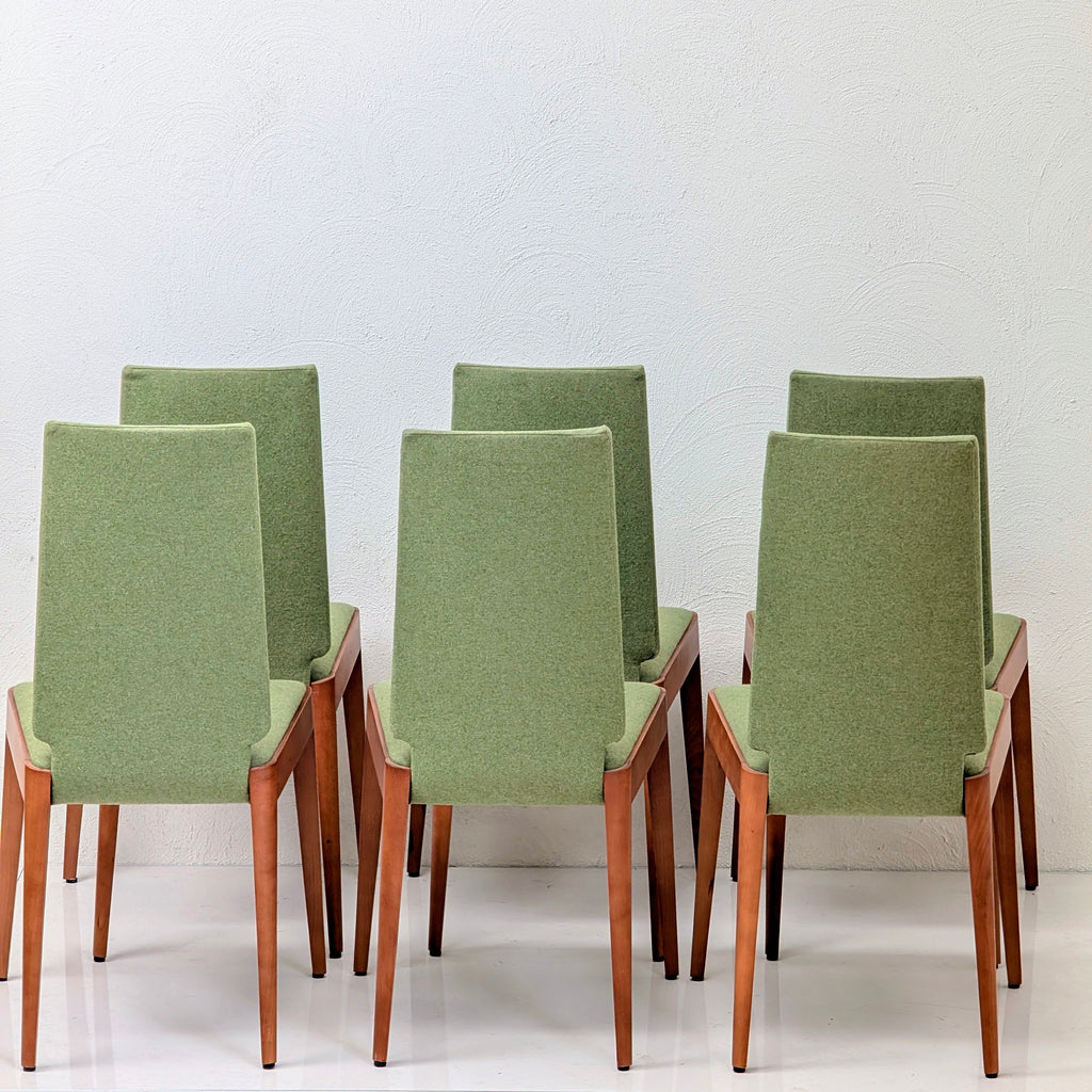 Set of 6 High-Back Dining Chairs – Newly Upholstered in Warwick ‘Wasabi’