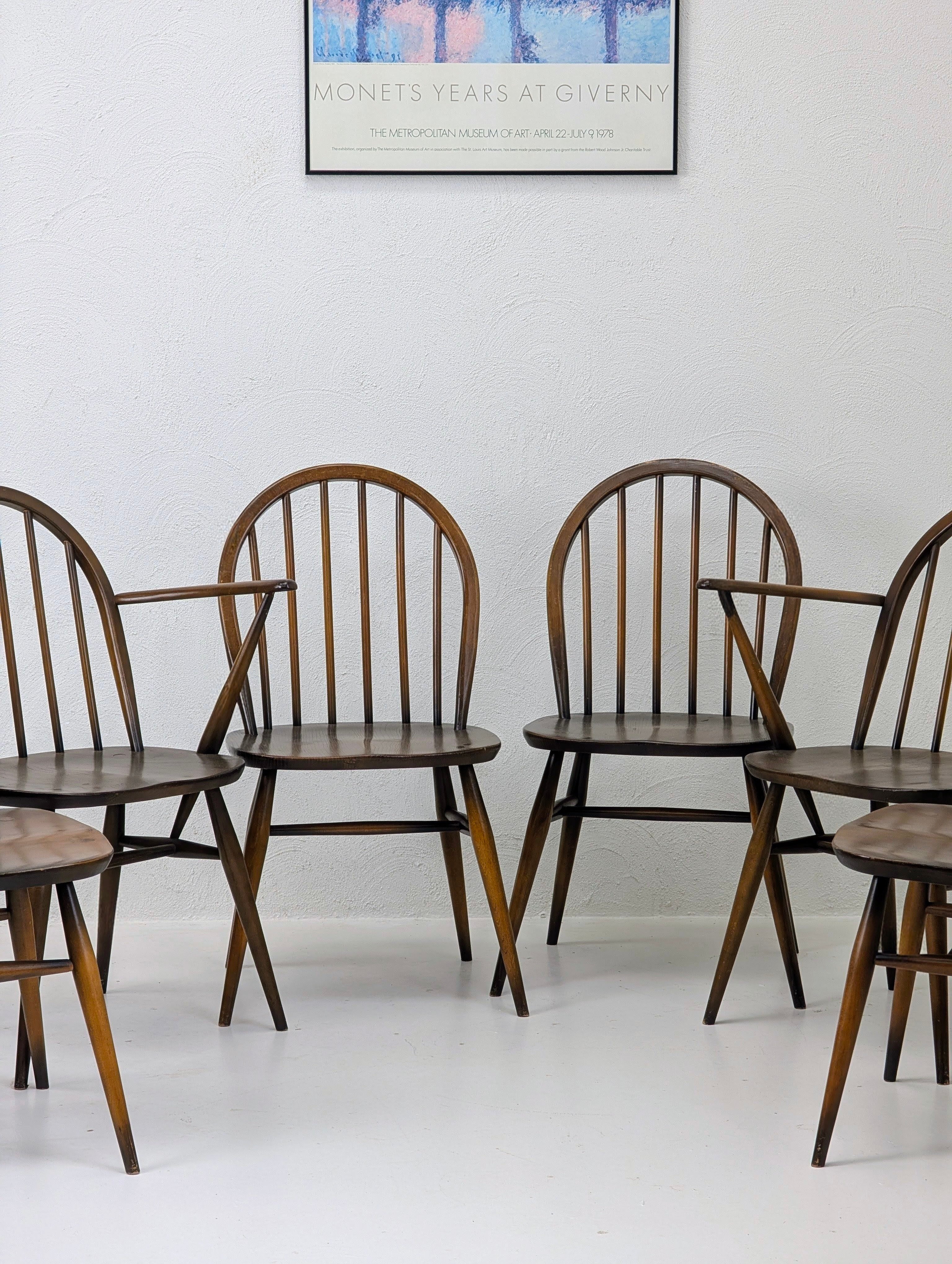 Set of Six Lucian Ercolani for Ercol Mid Century Modern Windsor Dining Chairs