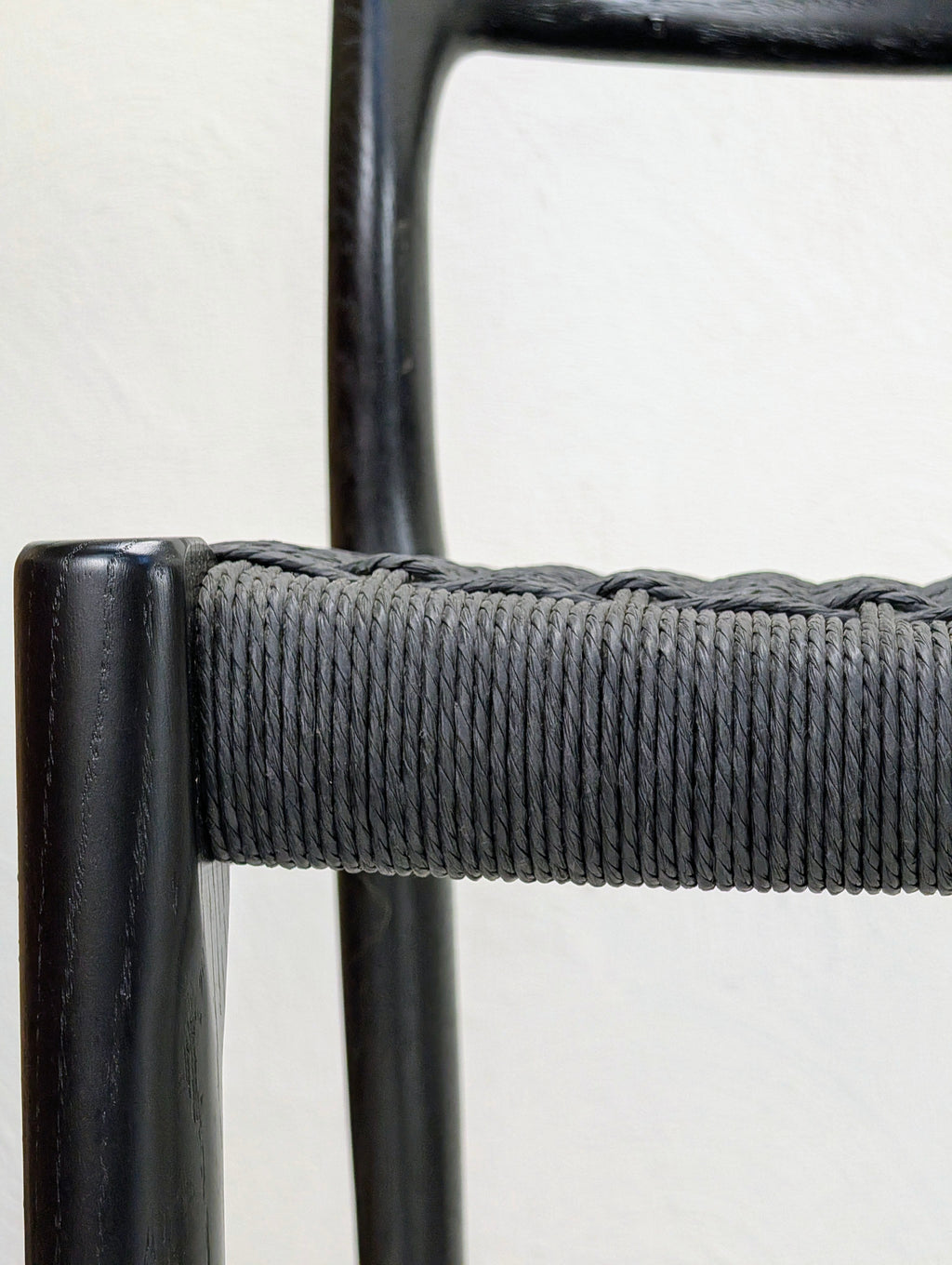 Møller 77C Stool | Black Stained Oak & Hand Woven Paper Cord