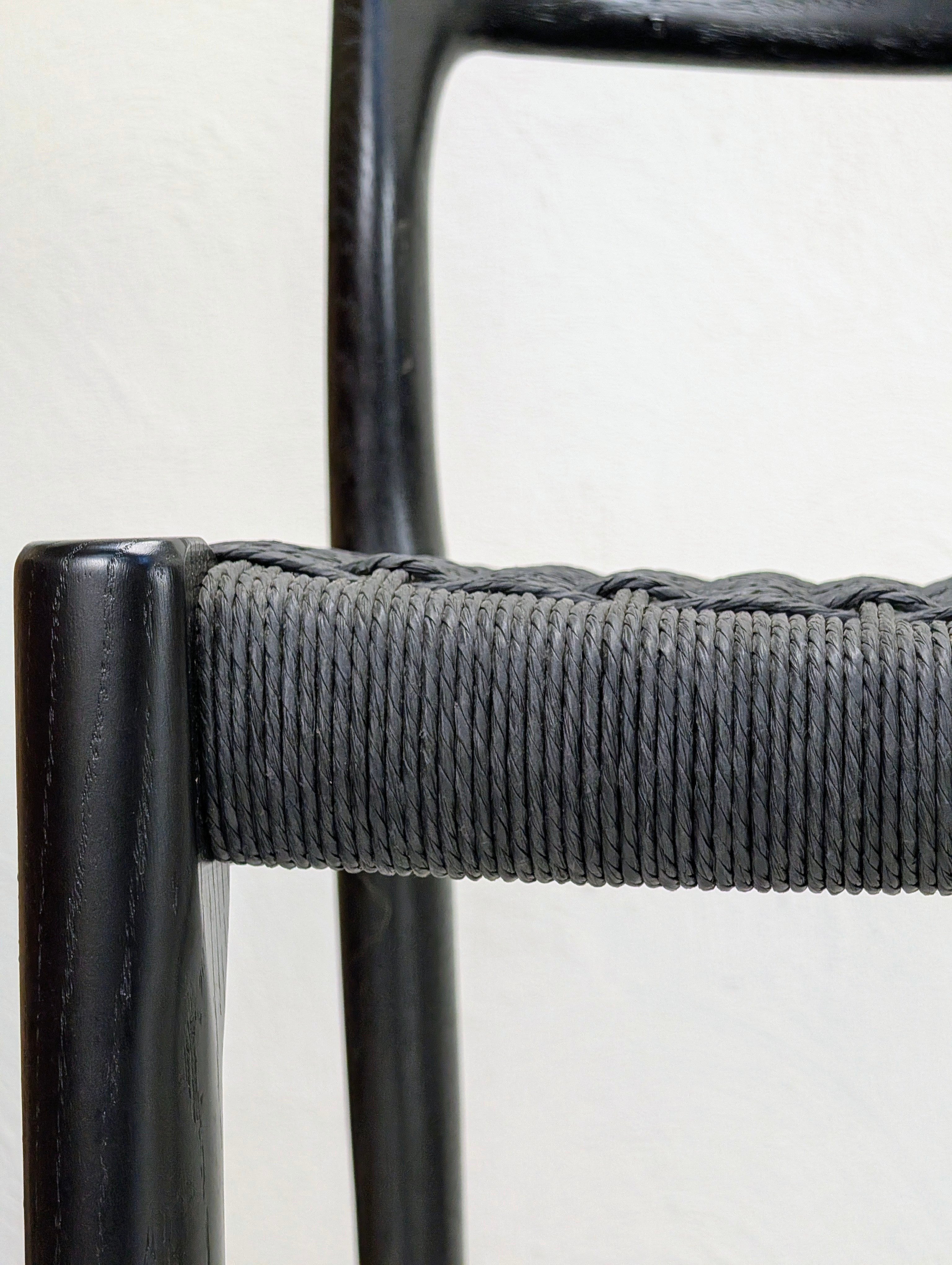 Møller 77C Stool | Black Stained Oak & Hand Woven Paper Cord