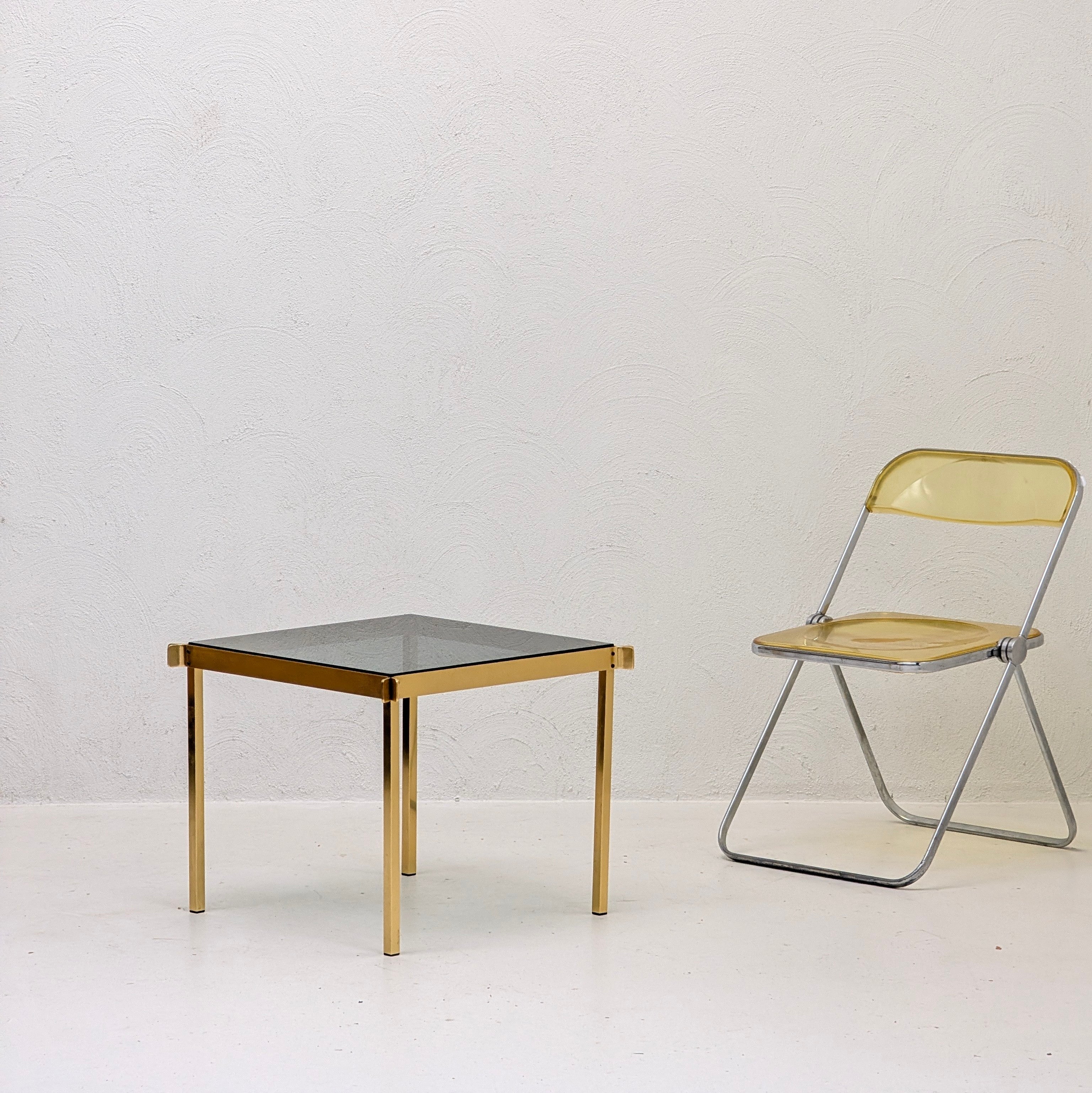 1970s Hollywood Regency Coffee Table | Anodised Aluminium & Smoked Glass