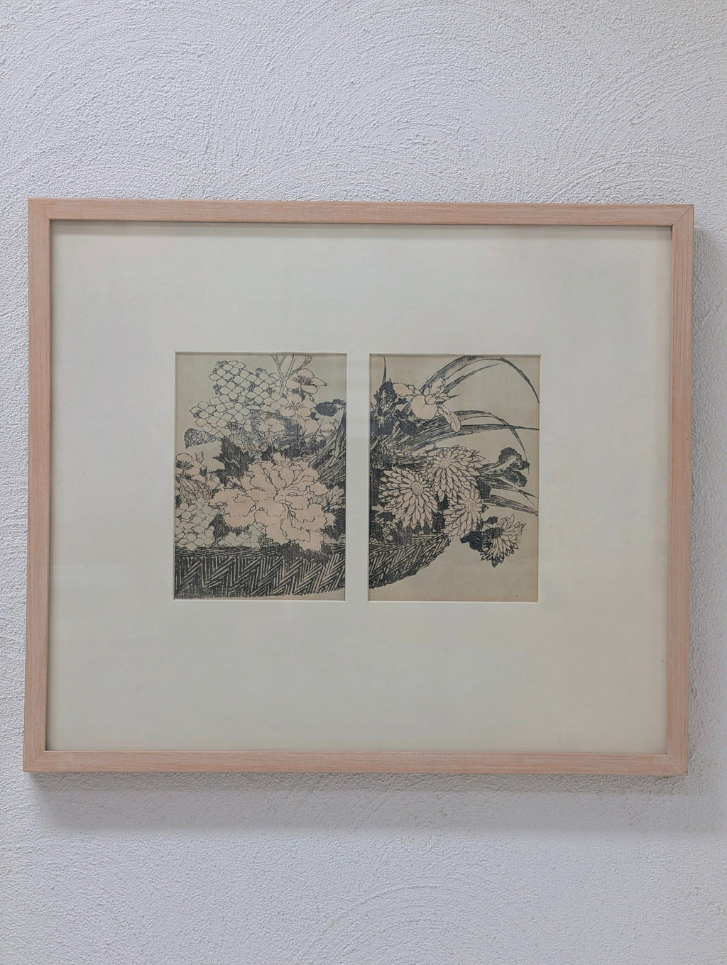 Original Katsushika Hokusai Woodblock: "The Flower Basket" (19th Century) – Conservation Framed