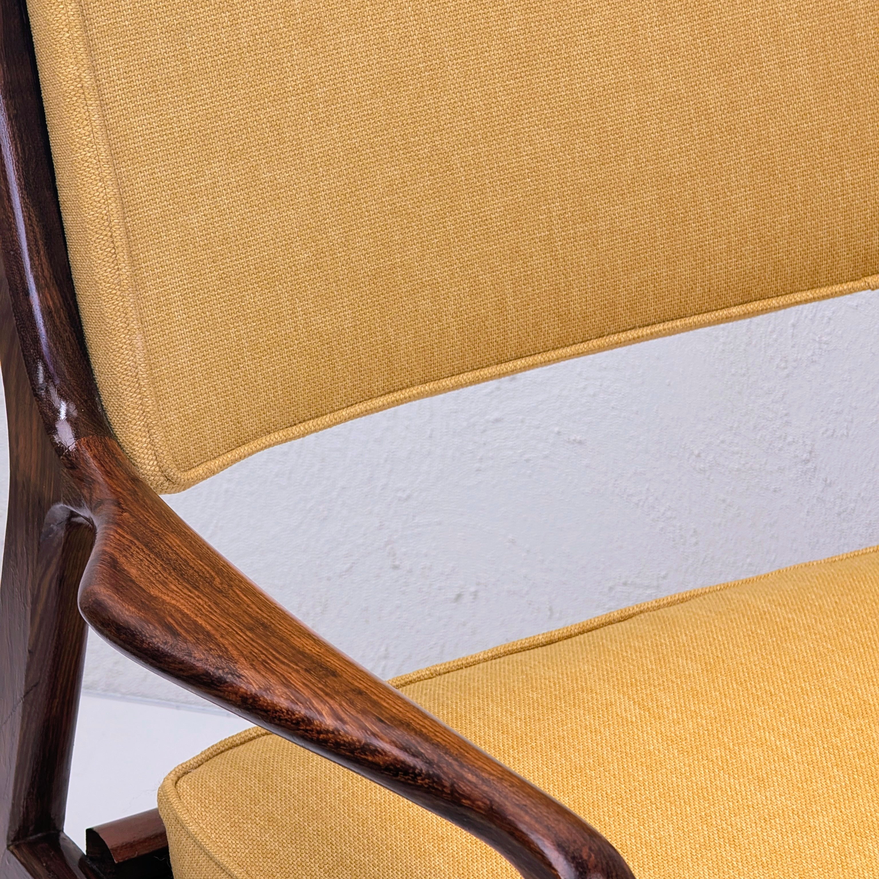 Rare Sculpted Blackwood Armchair by Decro, c.1960s – Restored