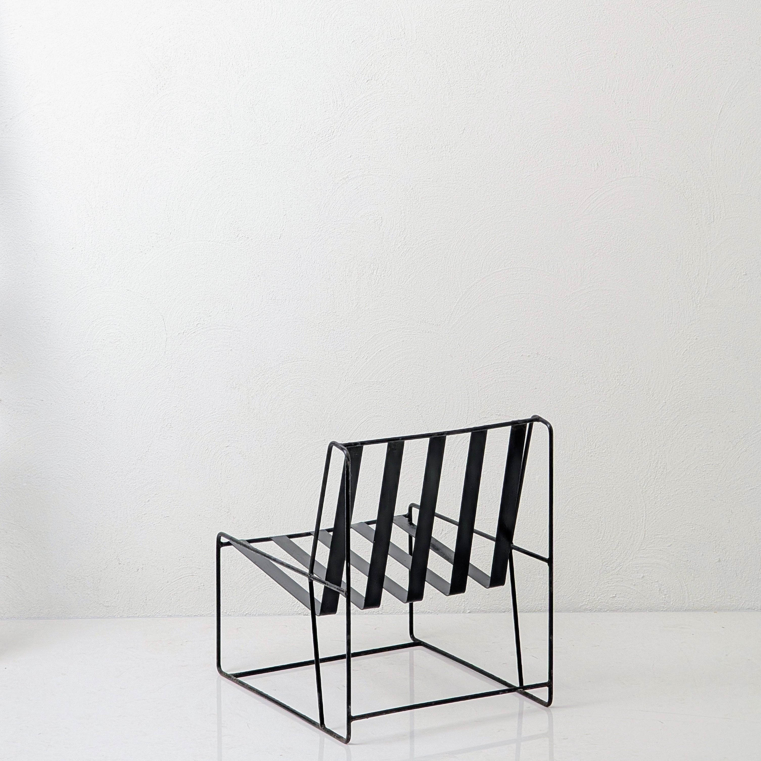 A Pair of 1950s Italian Ribbon Steel Architectural Lounge Chairs
