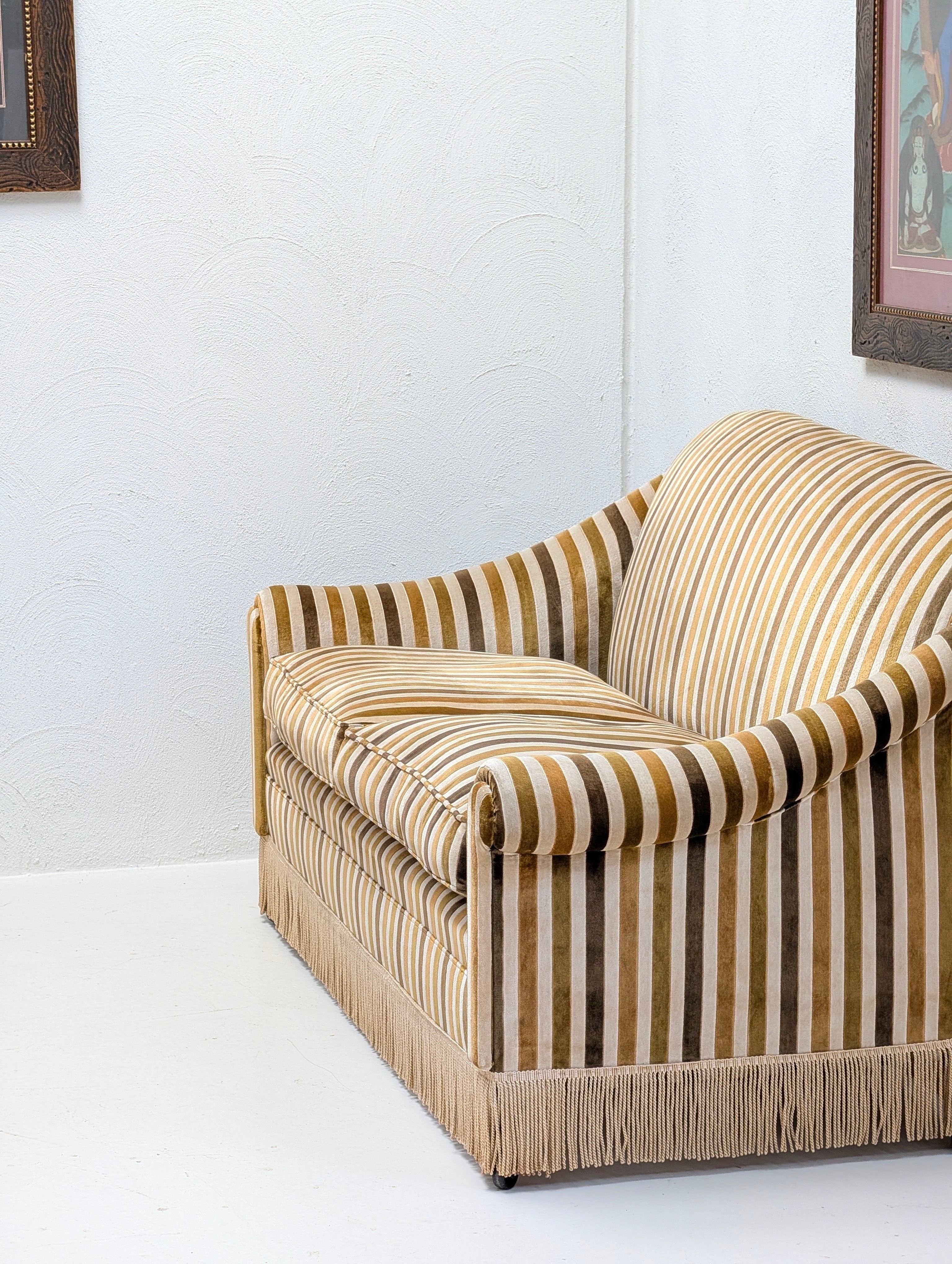 1970s Australian Mid-Century Three-Piece Suite in Striped Velvet