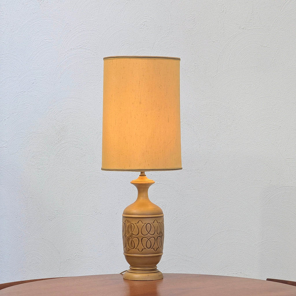 Mid-Century Ceramic Table Lamp | Original Mustard Shade