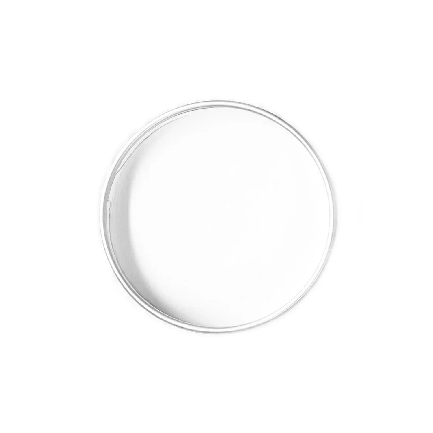 Round empty stainless steel tray on white background