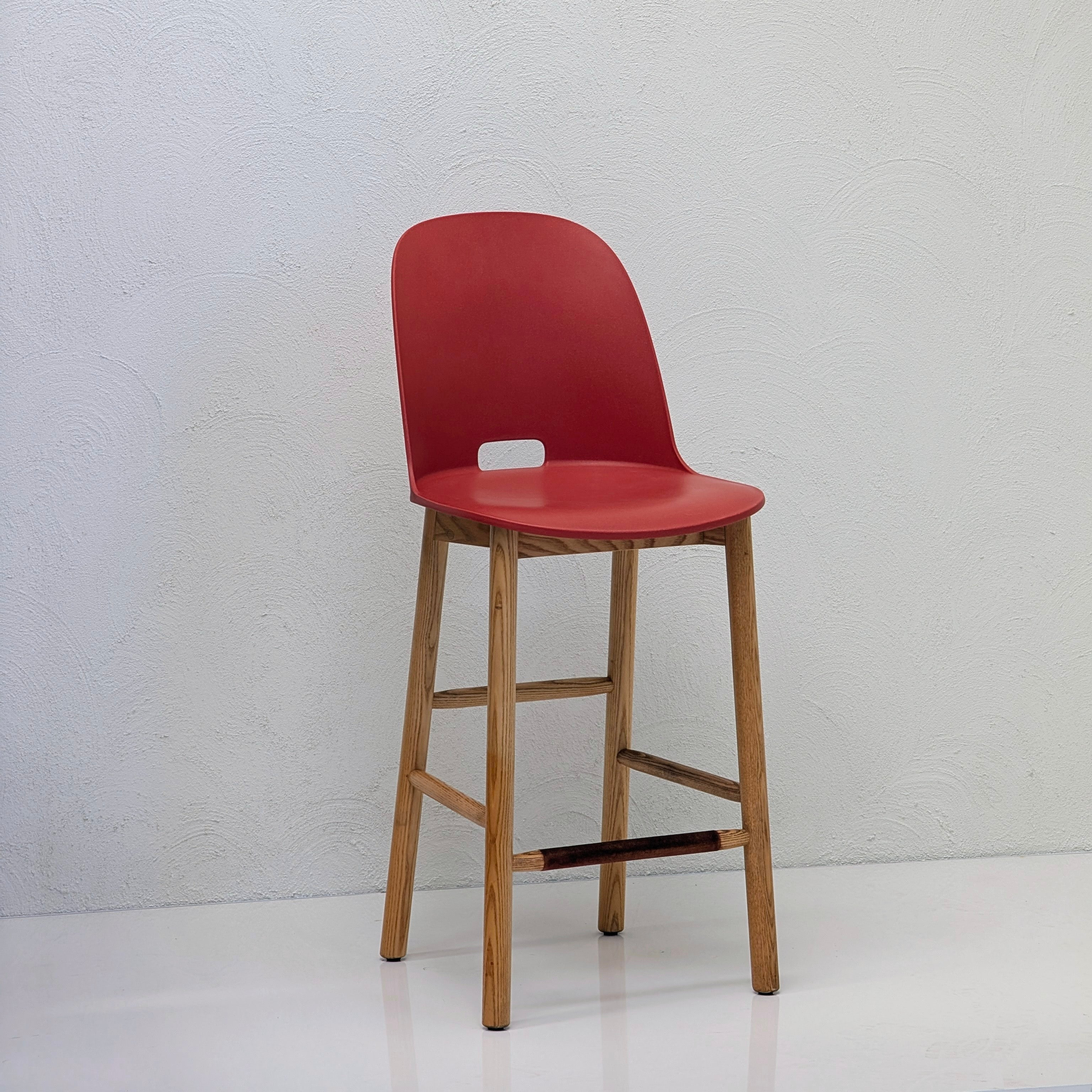 Emeco Alfi High Back Counter Stool by Jasper Morrison – Red/Ash