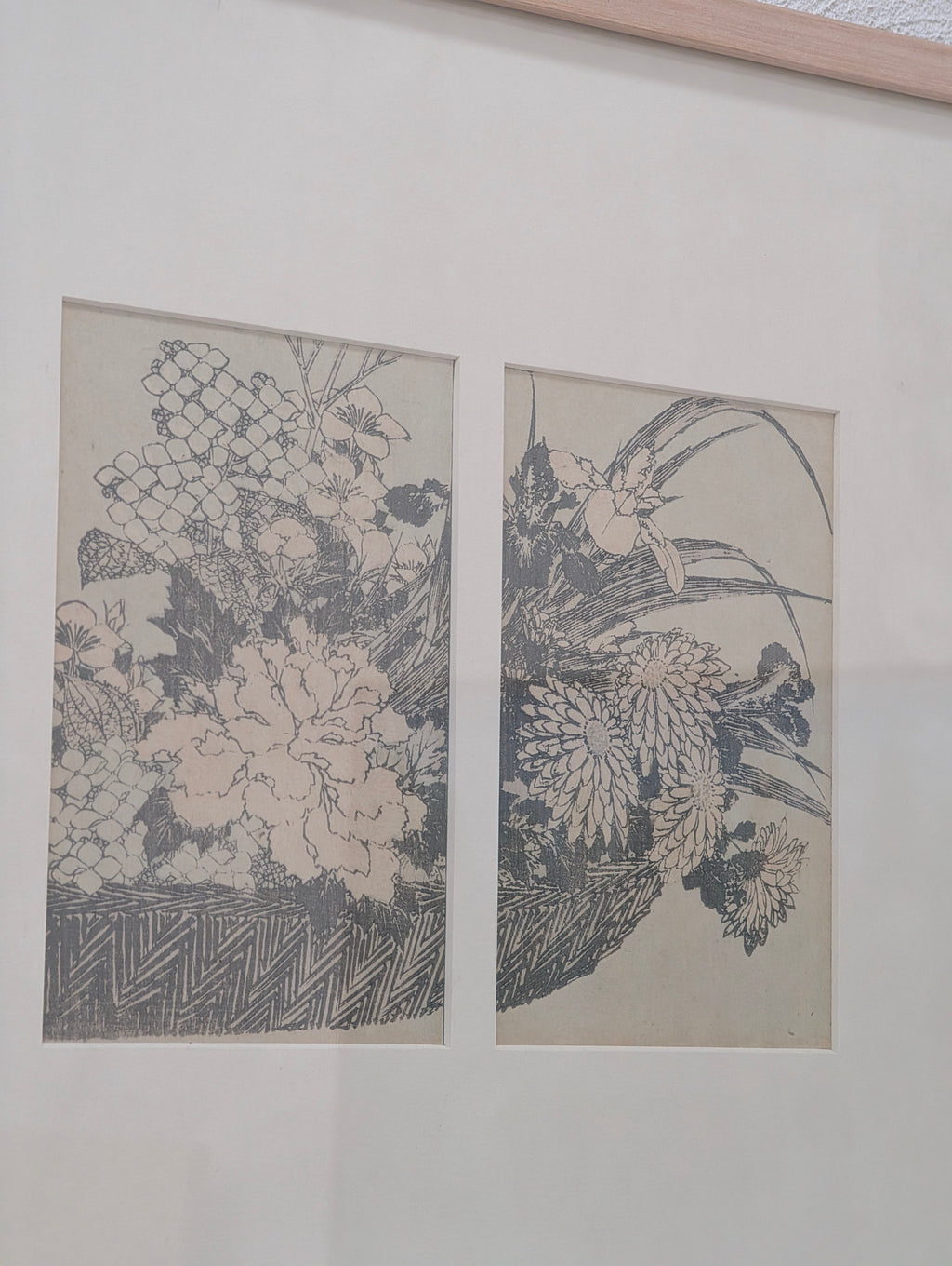 Original Katsushika Hokusai Woodblock: "The Flower Basket" (19th Century) – Conservation Framed