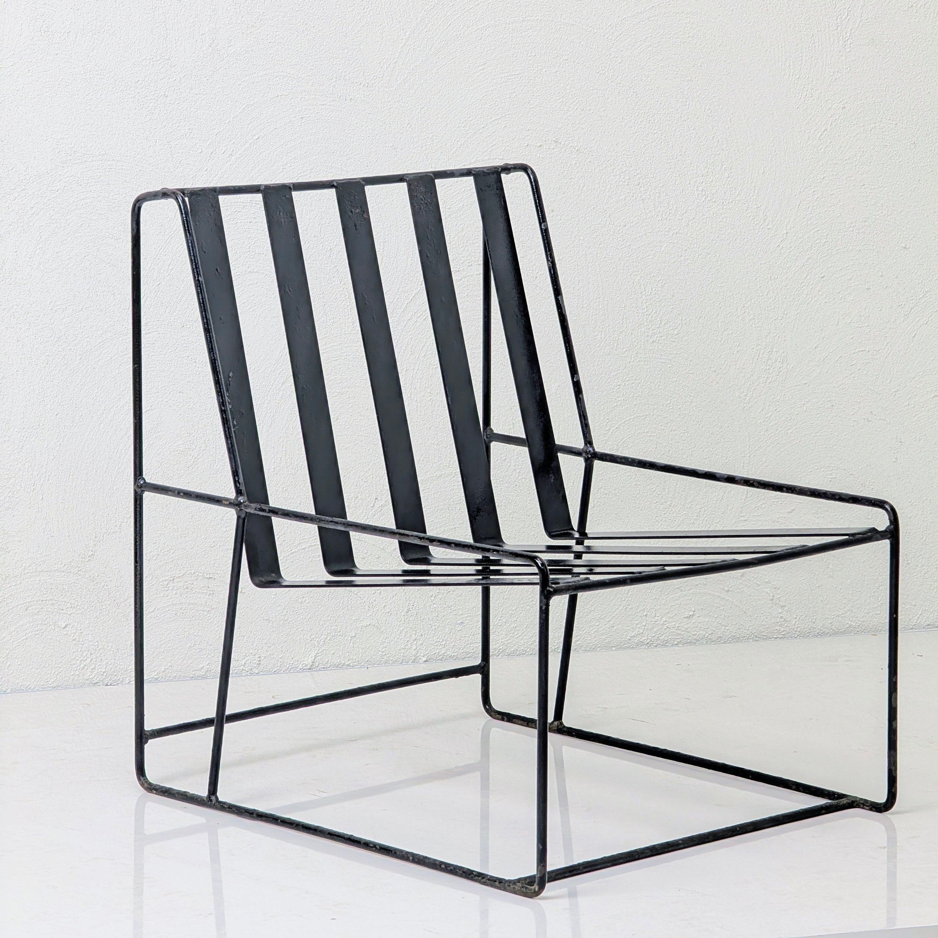 A Pair of 1950s Italian Ribbon Steel Architectural Lounge Chairs