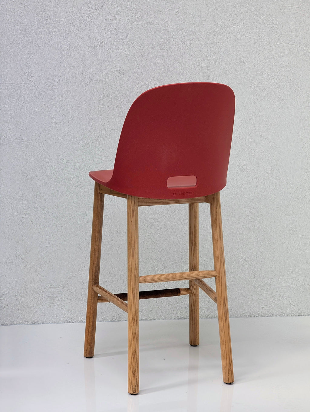 Emeco Alfi High Back Counter Stool by Jasper Morrison – Red/Ash