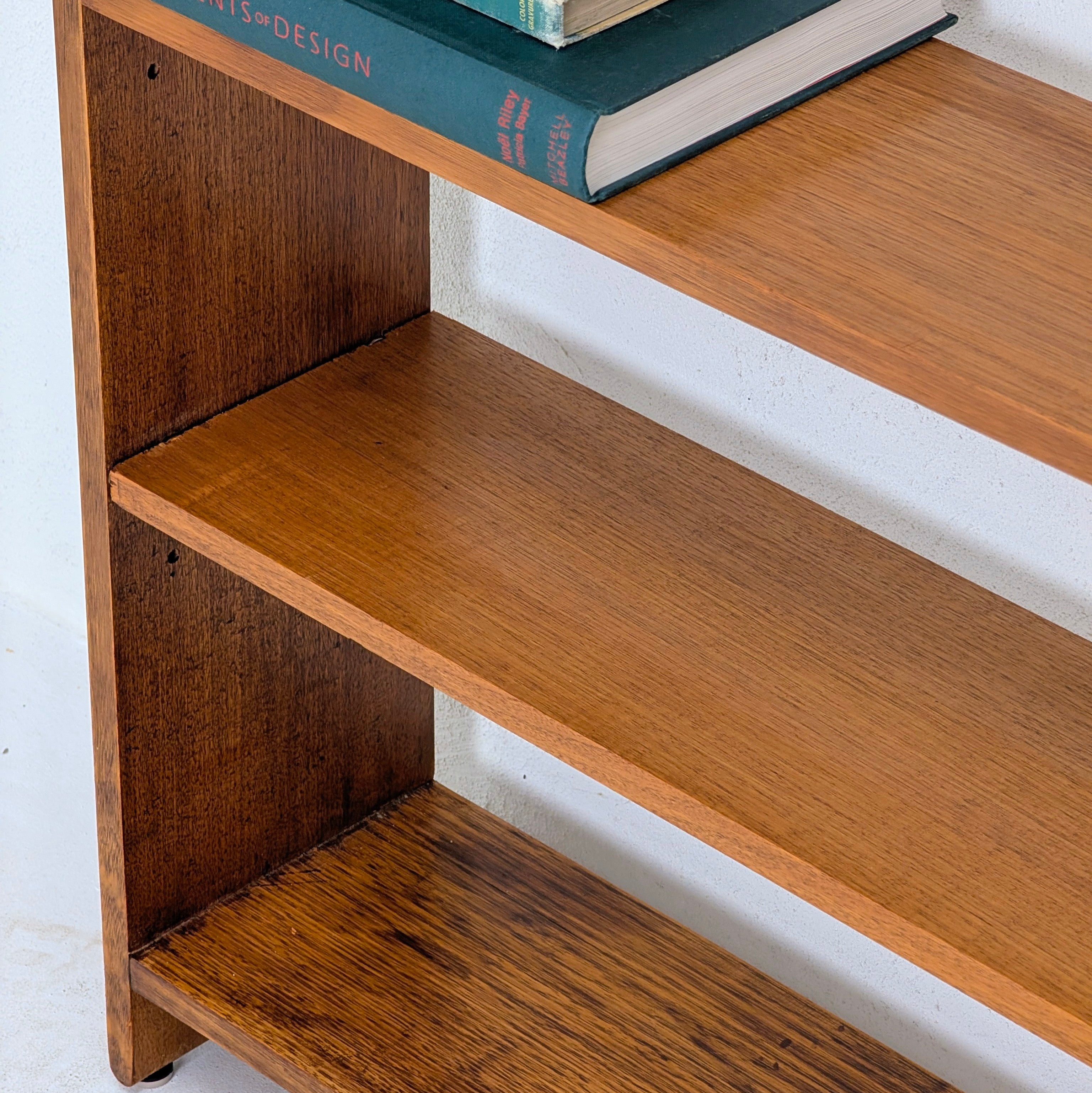 Minimalist 1970s Solid Oak Low-Profile Bookcase
