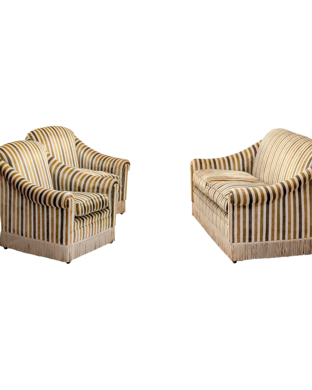 1970s Australian Mid-Century Three-Piece Suite in Striped Velvet