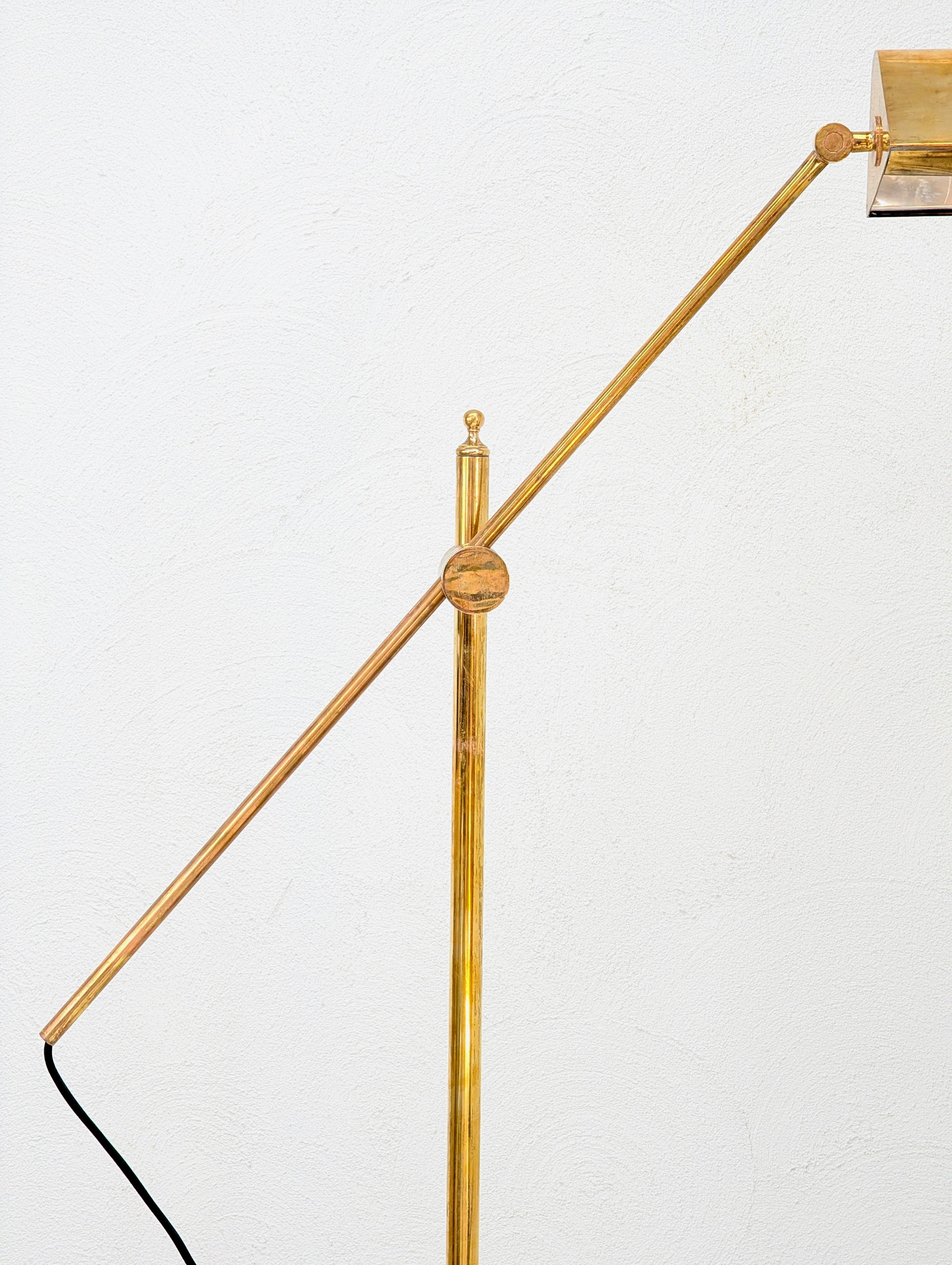 1970s Solid Brass Pharmacy Floor Lamp