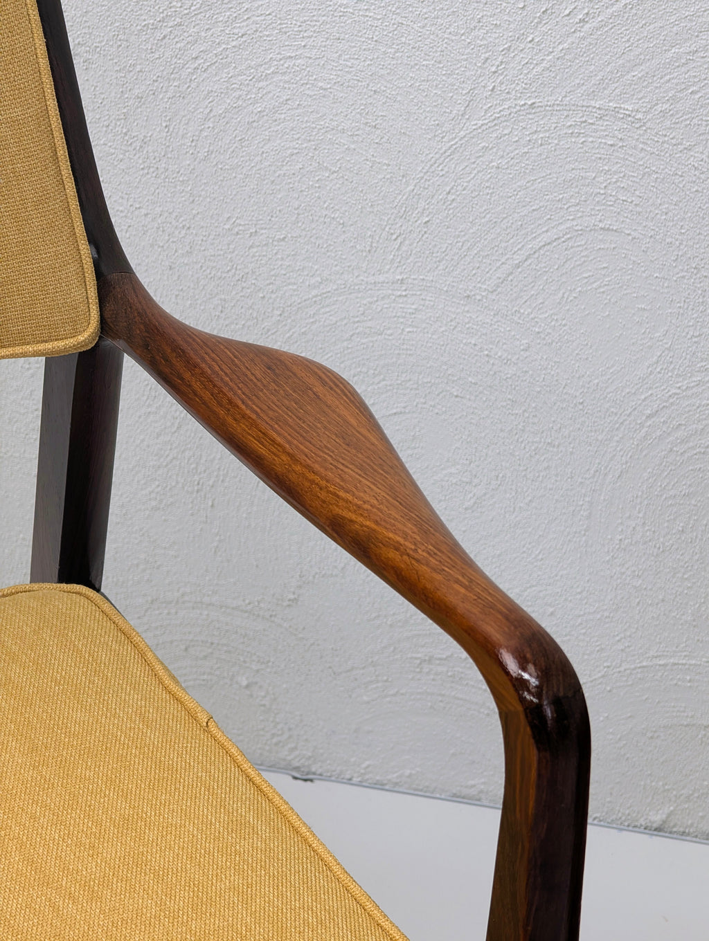 Rare Sculpted Blackwood Armchair by Decro, c.1960s – Restored