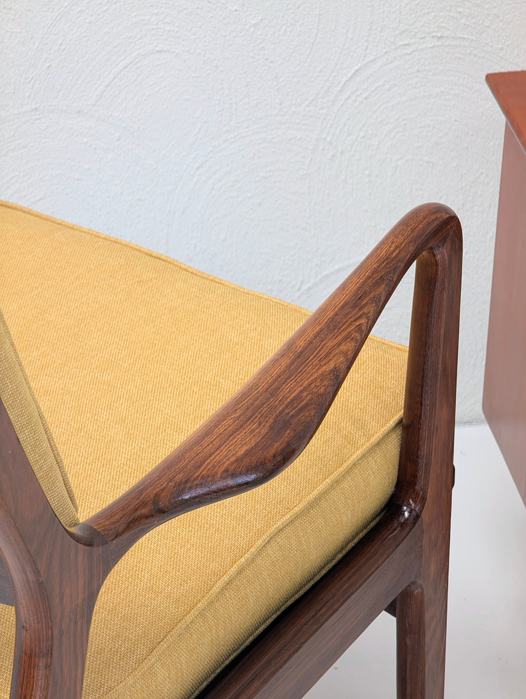 Rare Sculpted Blackwood Armchair by Decro, c.1960s – Restored