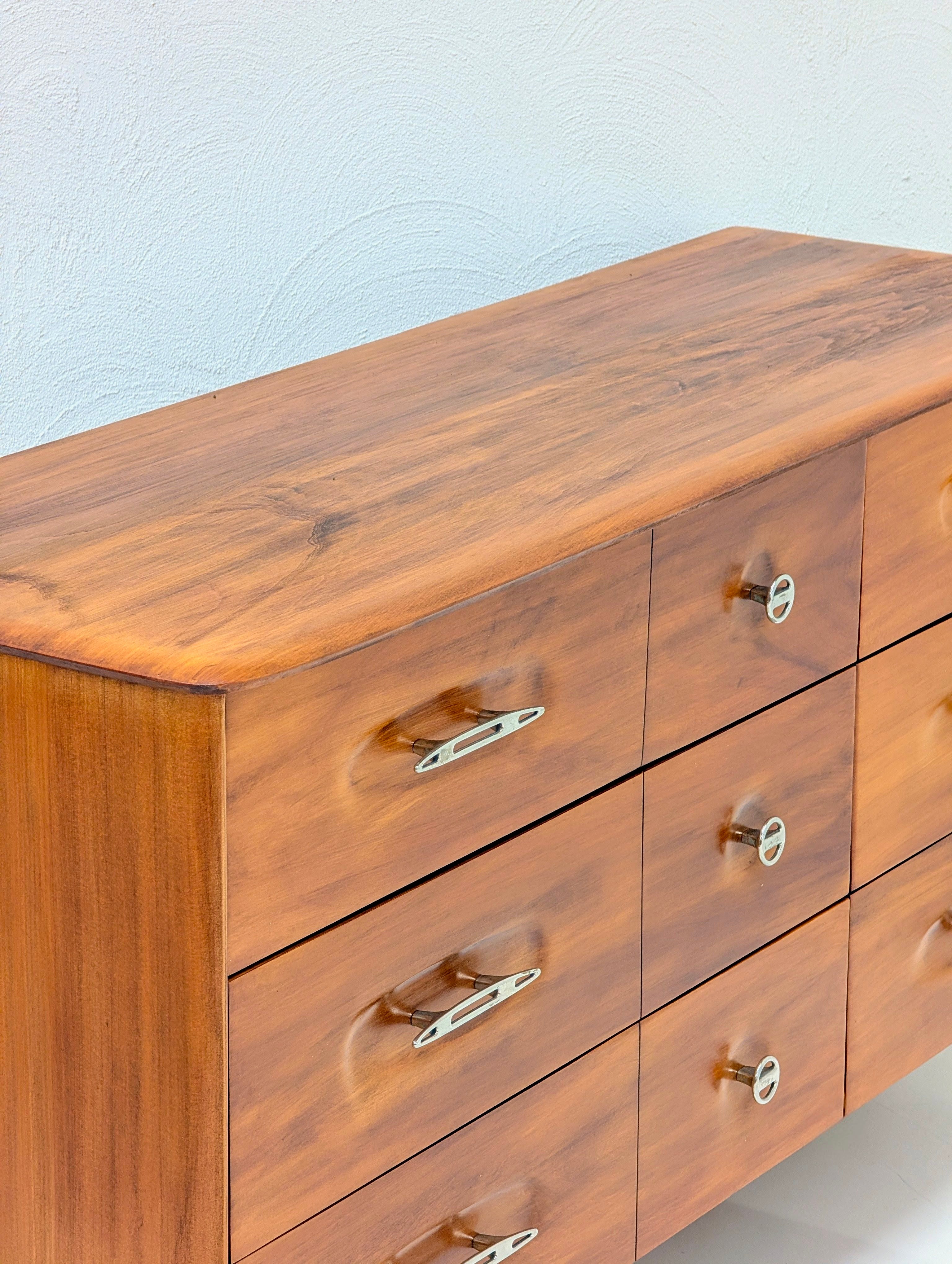 Restored c.1977 Burgess Solid Oak 'Atomic' Lowboy Dresser