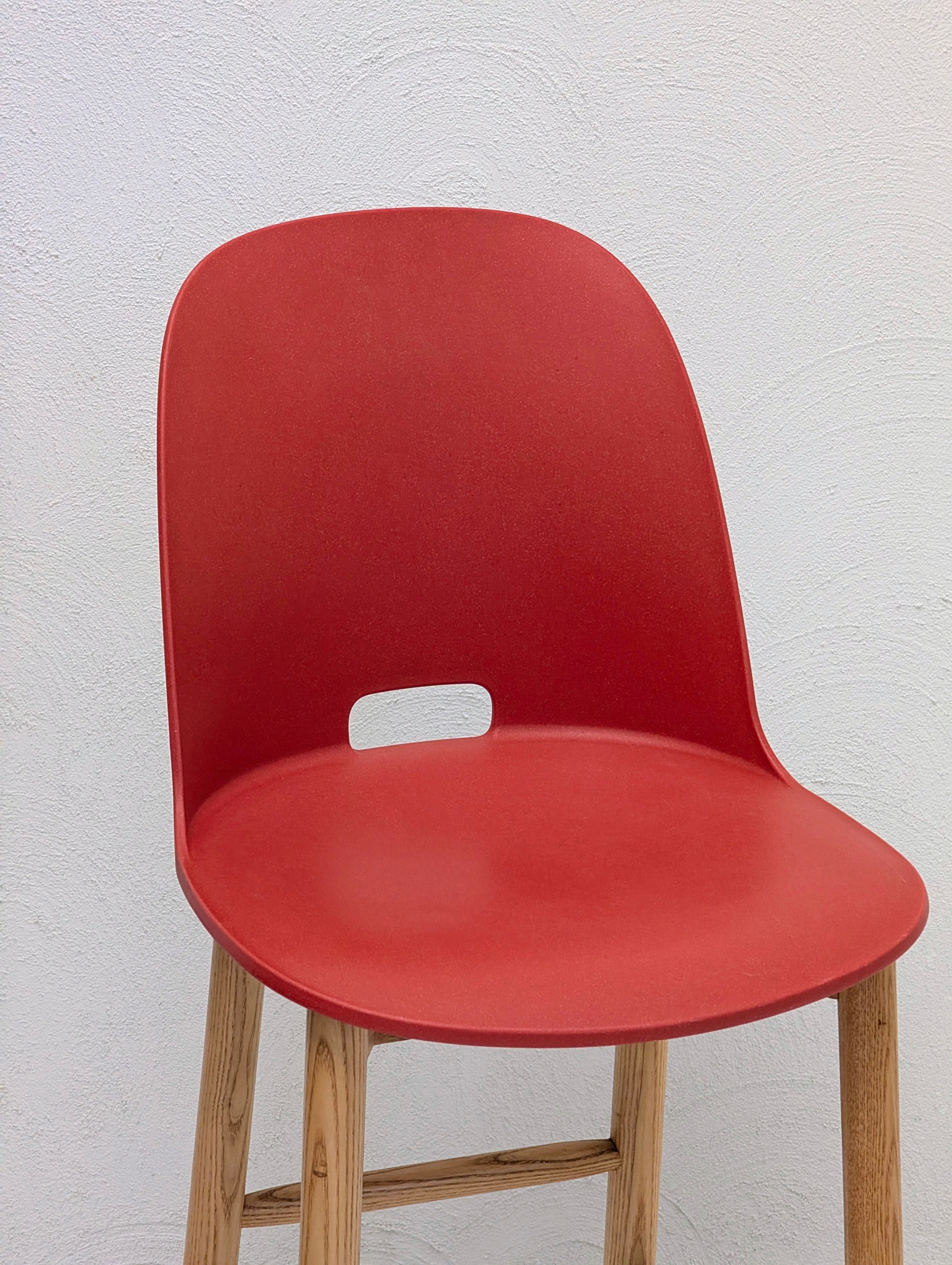 Emeco Alfi High Back Counter Stool by Jasper Morrison – Red/Ash