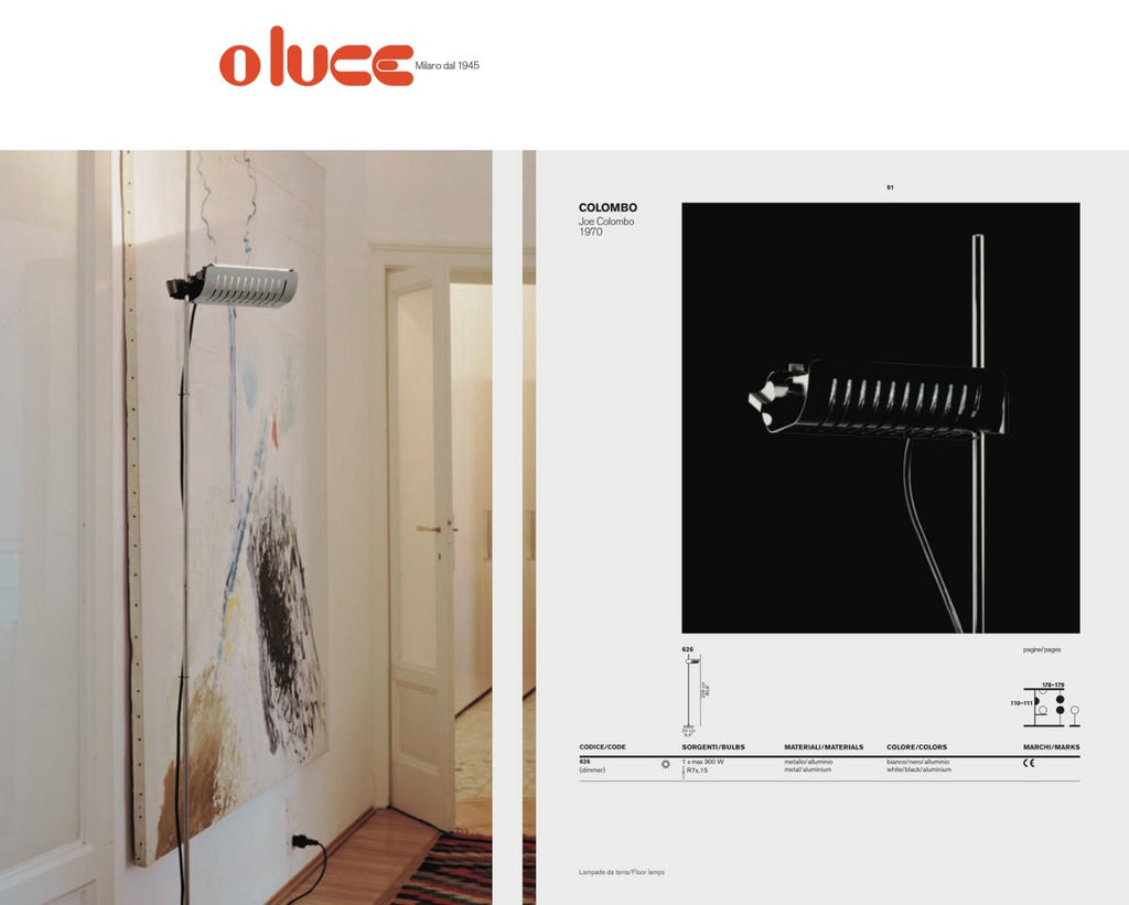 Restored Metal Floor Lamp 626 'Alogena' by Joe Colombo for Oluce, c.1970