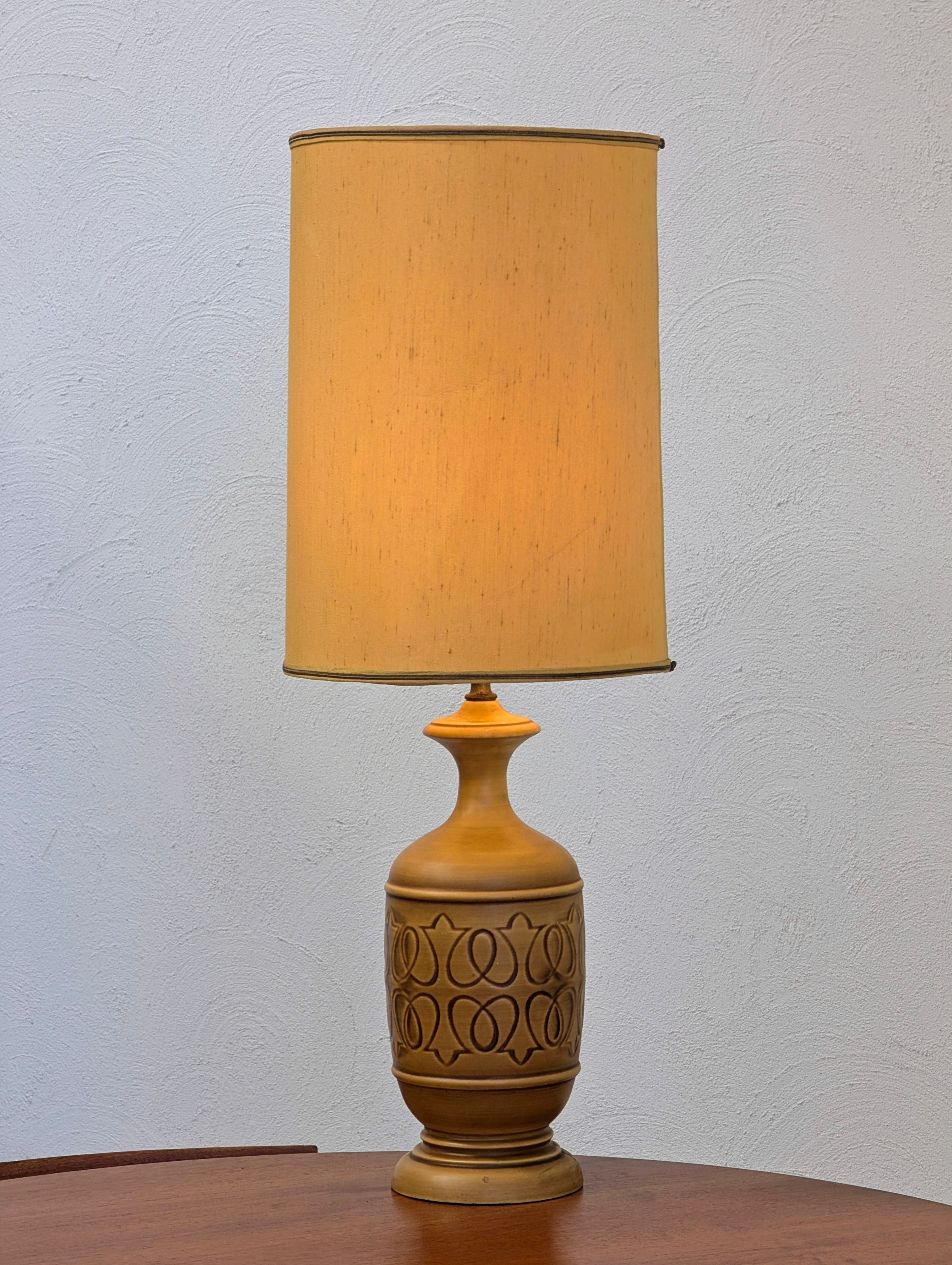 Mid-Century Ceramic Table Lamp | Original Mustard Shade