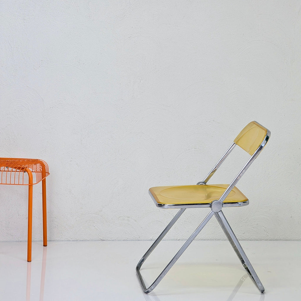1970s Plia Folding Chair in Transparent Yellow by Giancarlo Piretti for Castelli, Italy