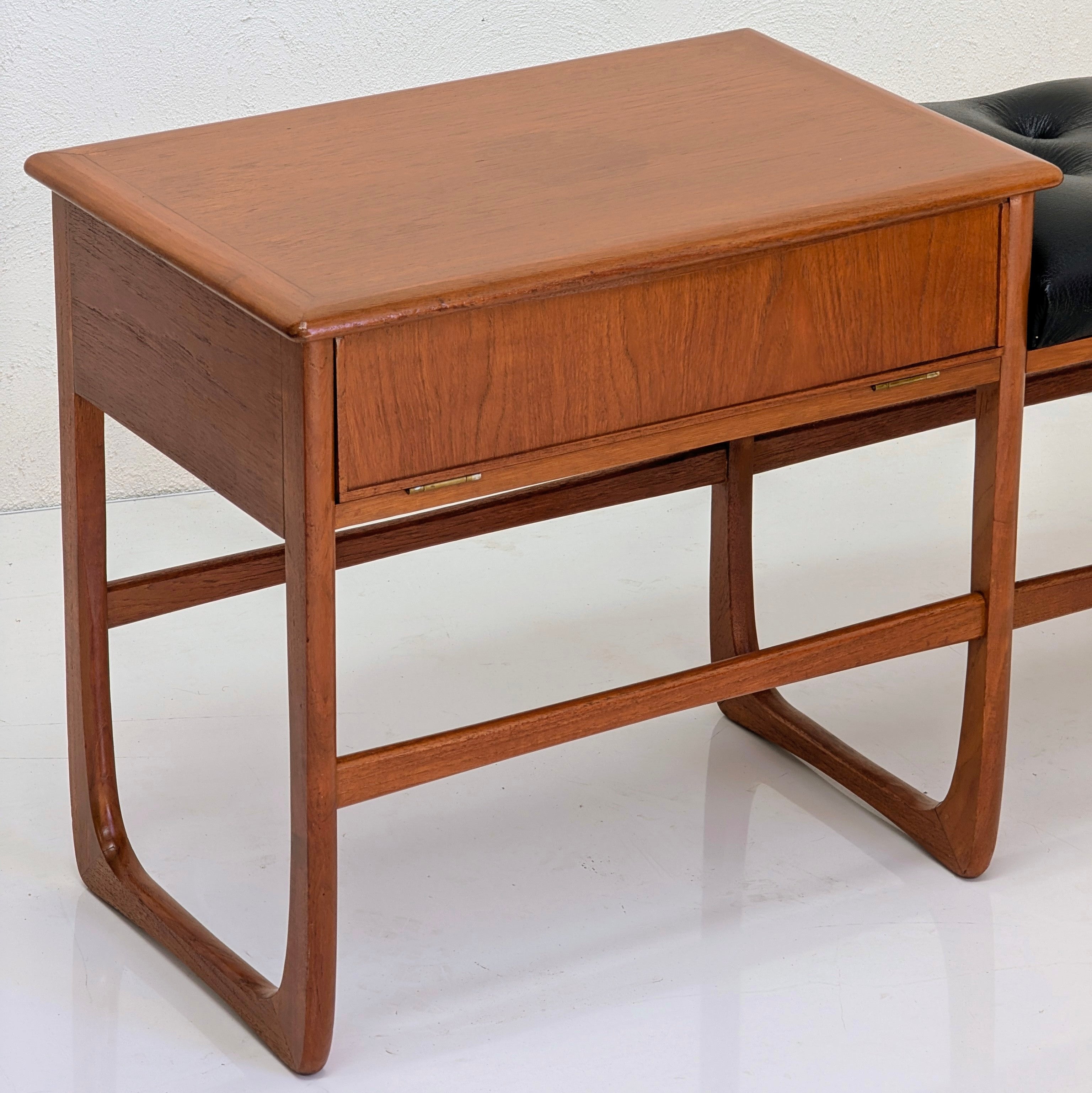 1960s Mid-Century Modern Teak Sled-Base Hallway Bench