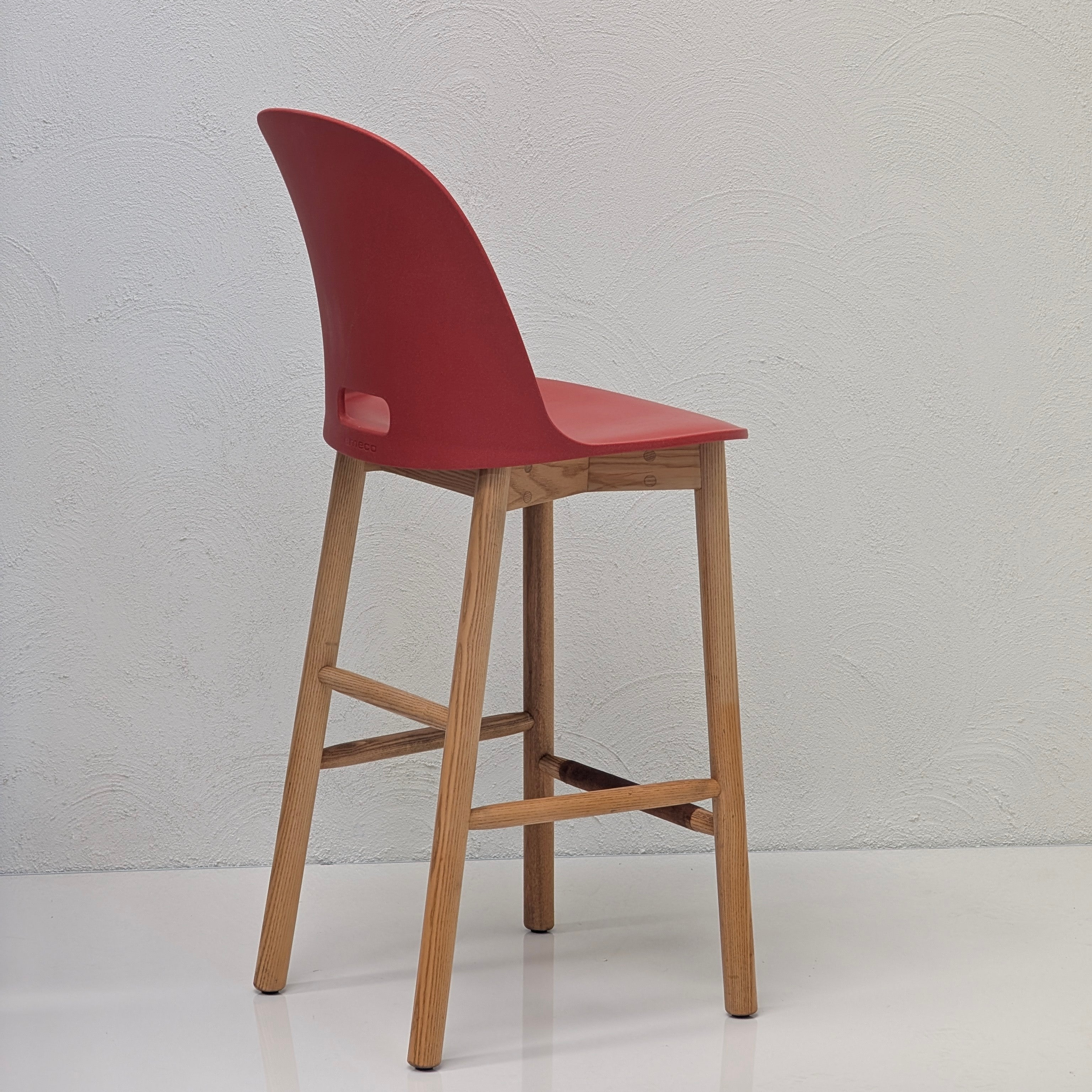 Emeco Alfi High Back Counter Stool by Jasper Morrison – Red/Ash
