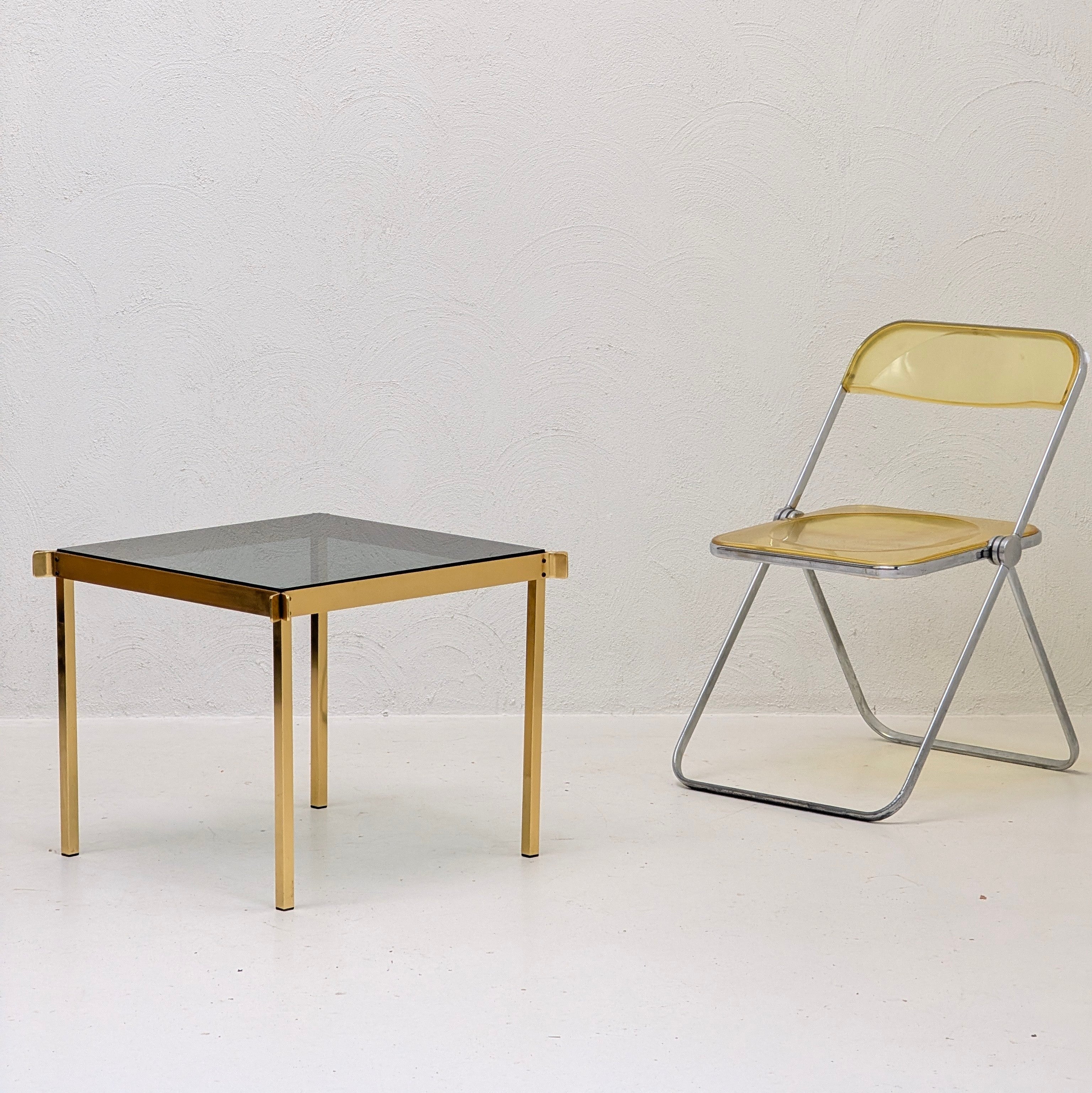 1970s Hollywood Regency Coffee Table | Anodised Aluminium & Smoked Glass