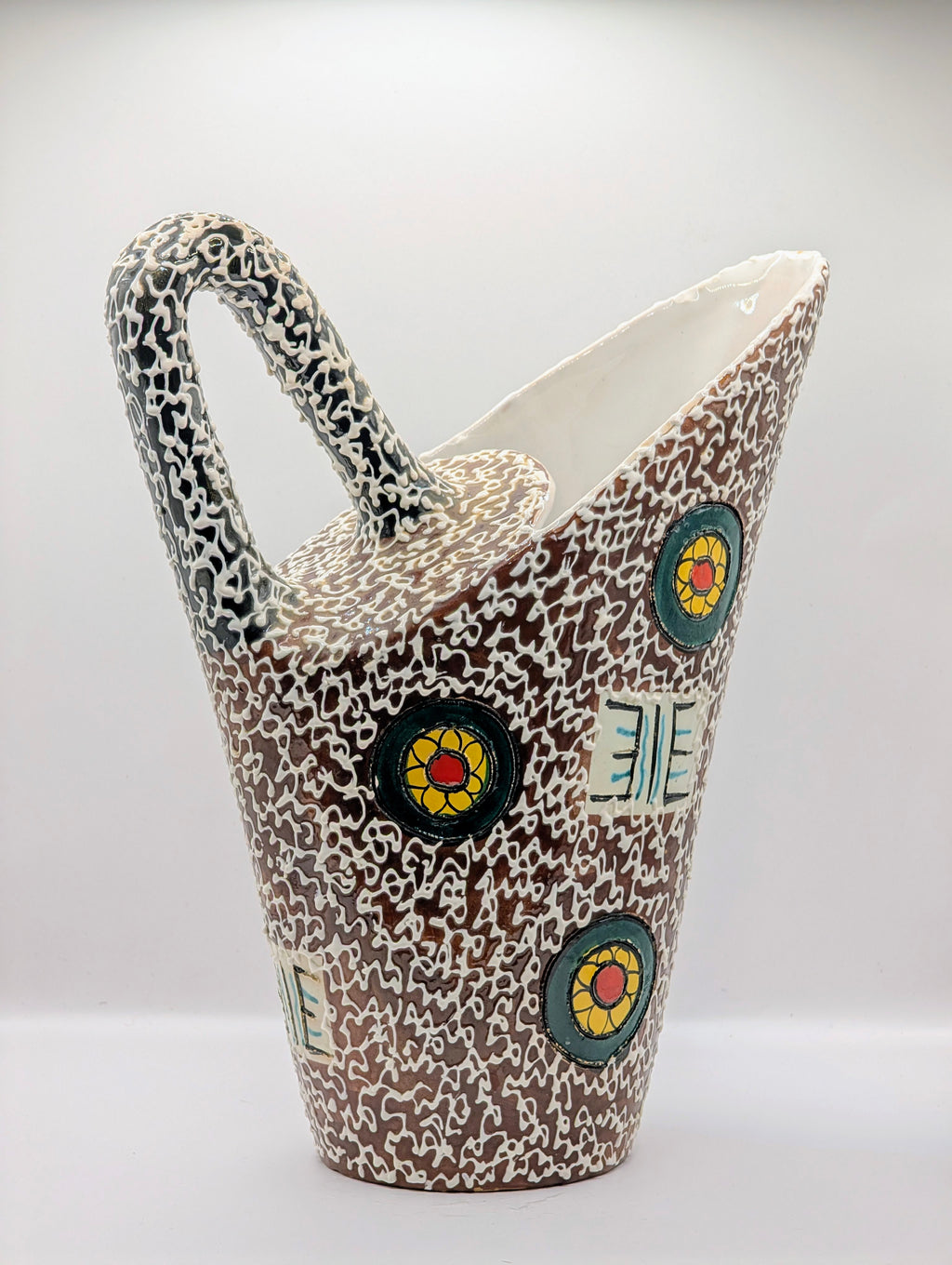 Rare 1964 Modernist Sculptural Pitcher by Santucci Deruta - Handcrafted in Italy