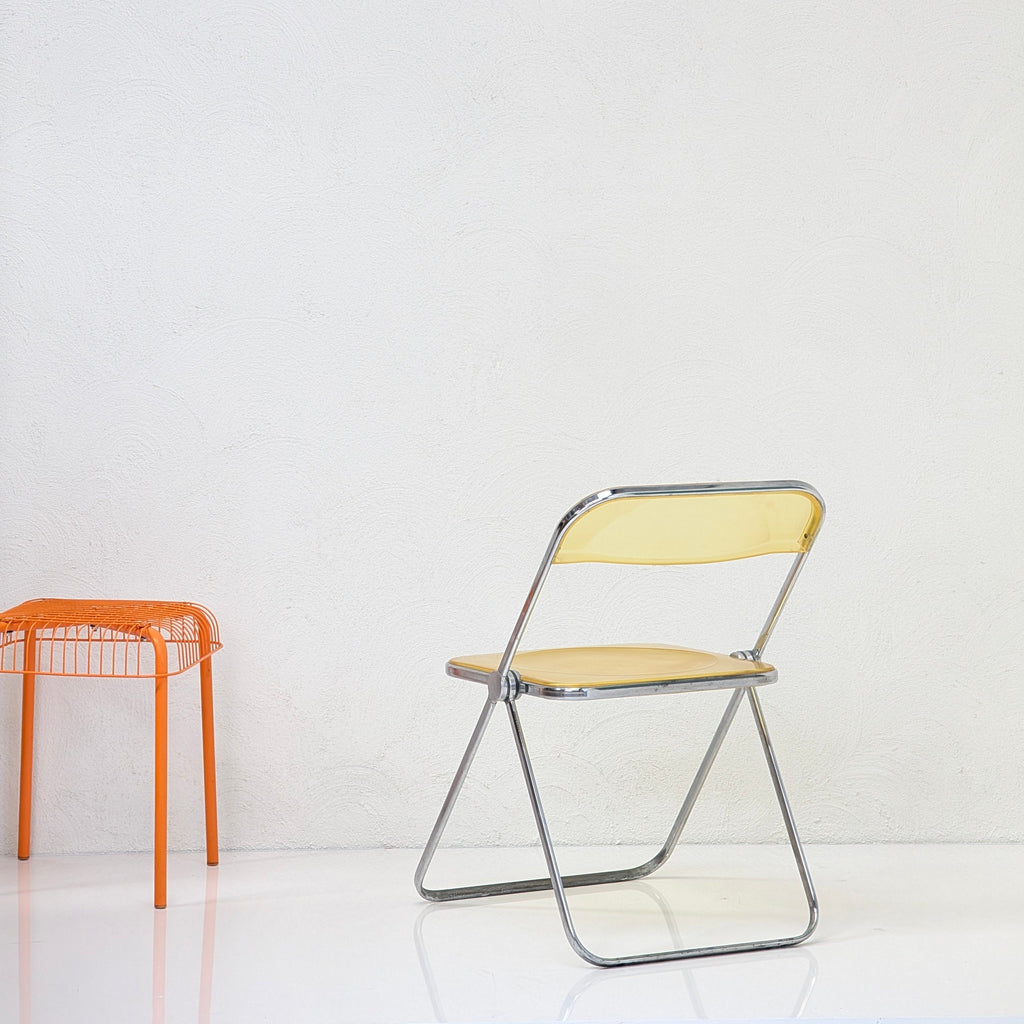 1970s Plia Folding Chair in Transparent Yellow by Giancarlo Piretti for Castelli, Italy