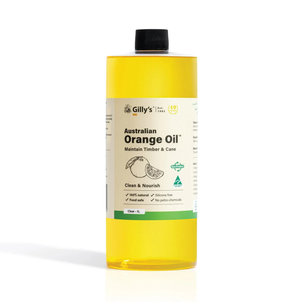 Gilly's Australian Orange Oil 1L bottle for timber and cane maintenance