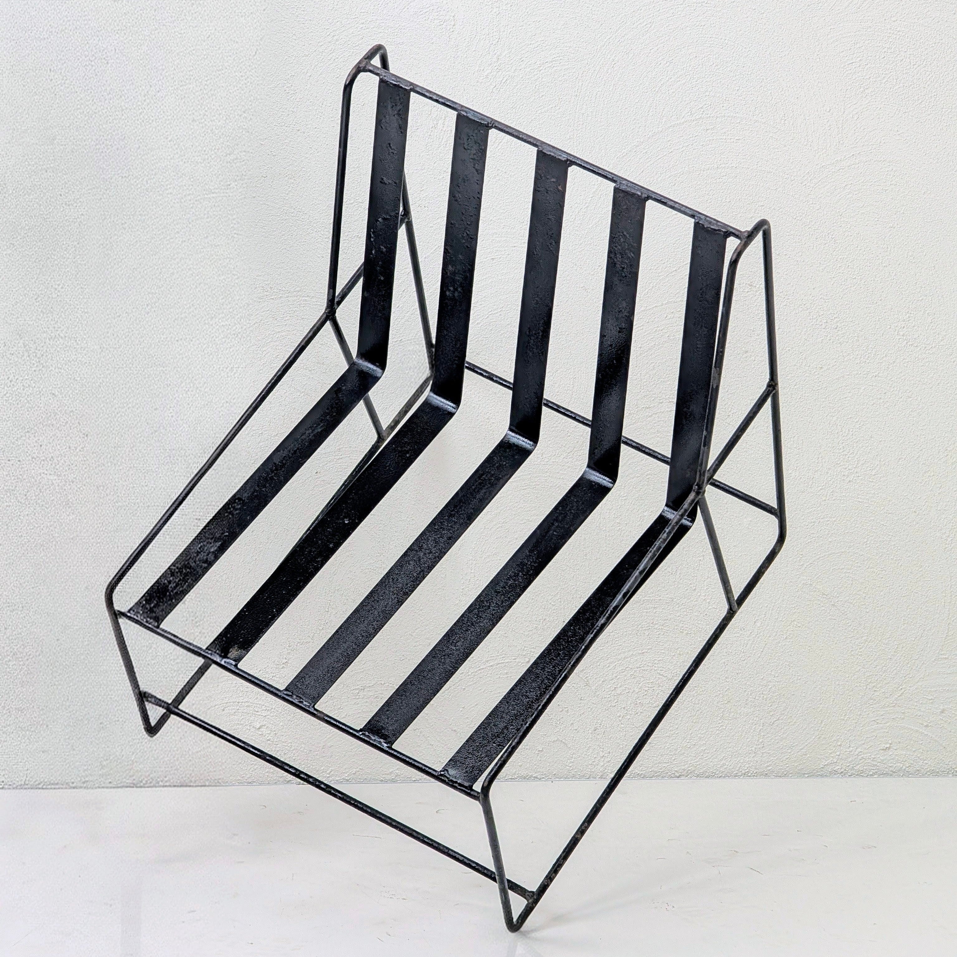 A Pair of 1950s Italian Ribbon Steel Architectural Lounge Chairs