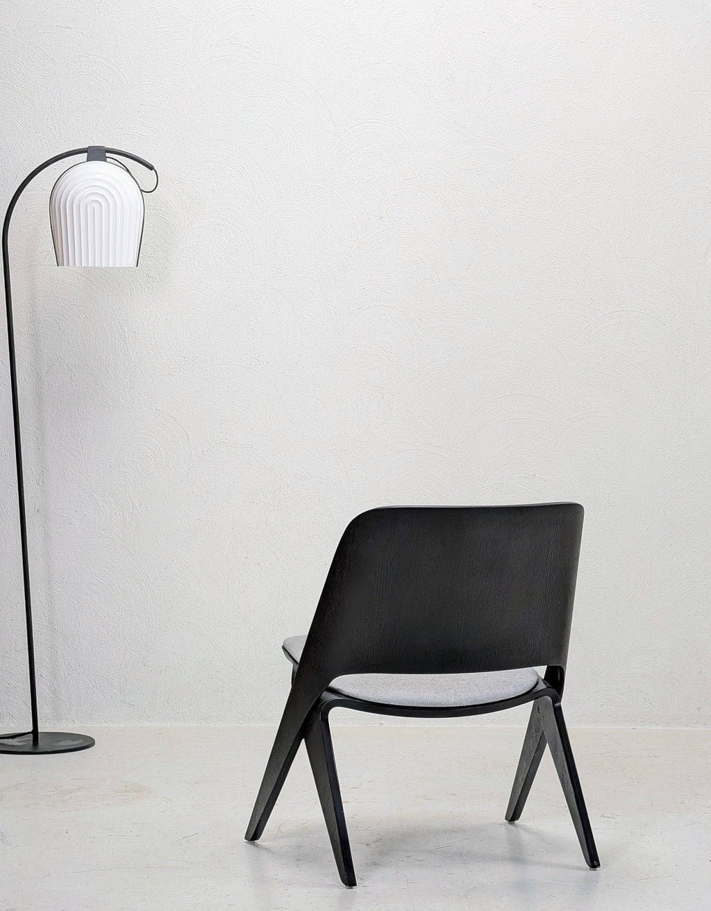 Poiat Lavitta Lounge Chair In Black Oak With Grey Padded Seat