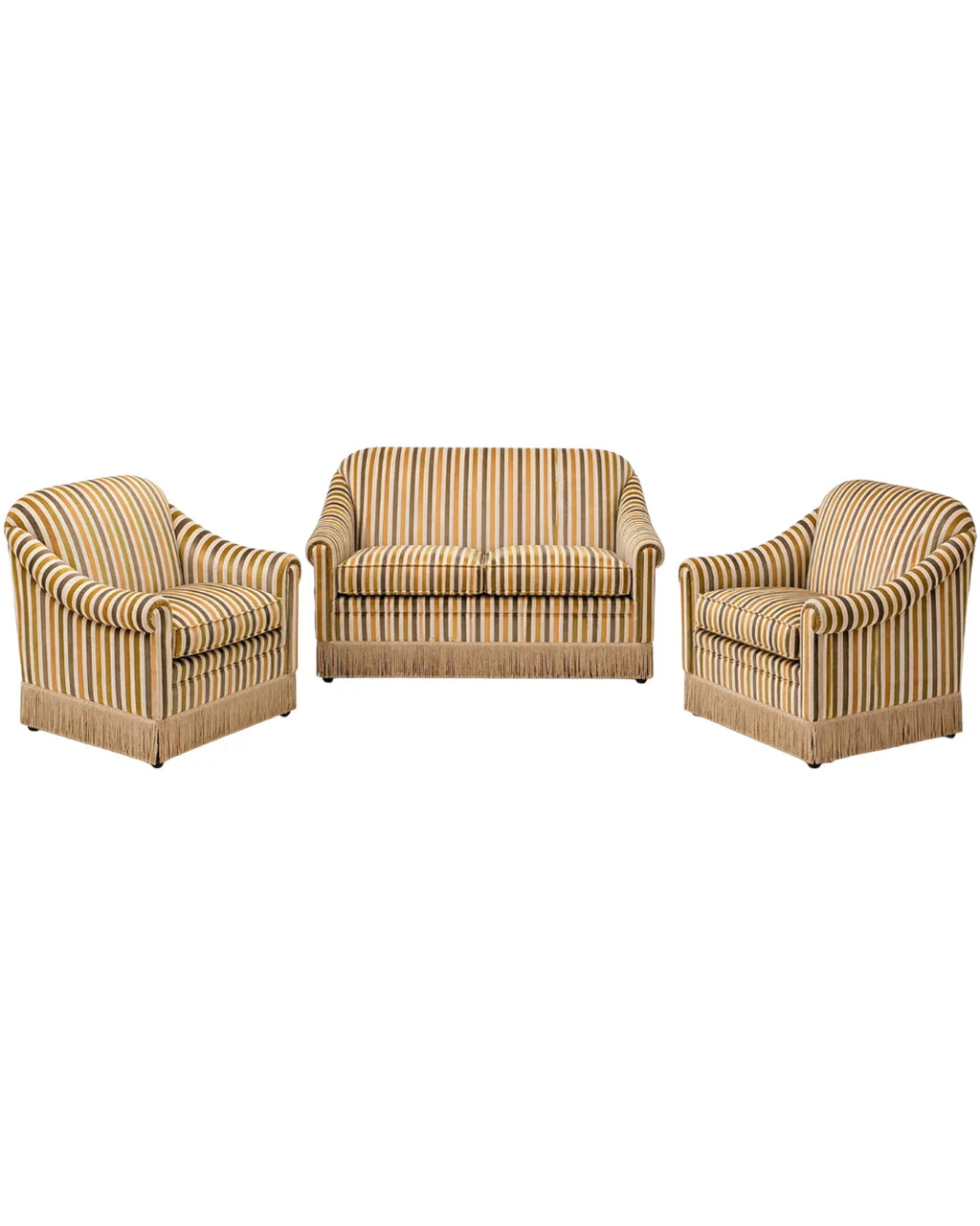 1970s Australian Mid-Century Three-Piece Suite in Striped Velvet