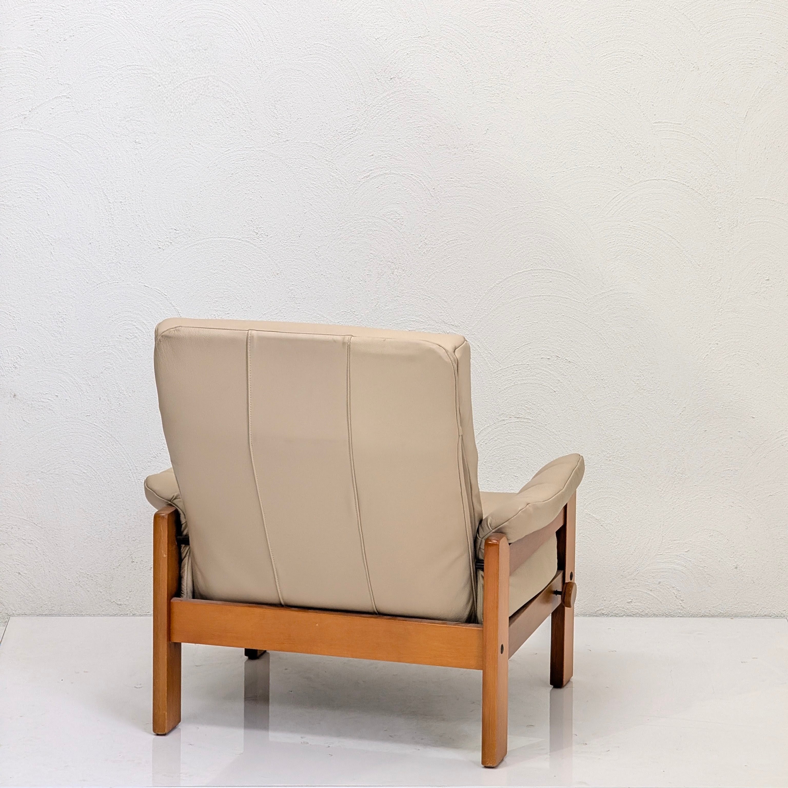 Danish Deluxe High-Back Recliner & Matching Ottoman | Sand Leather