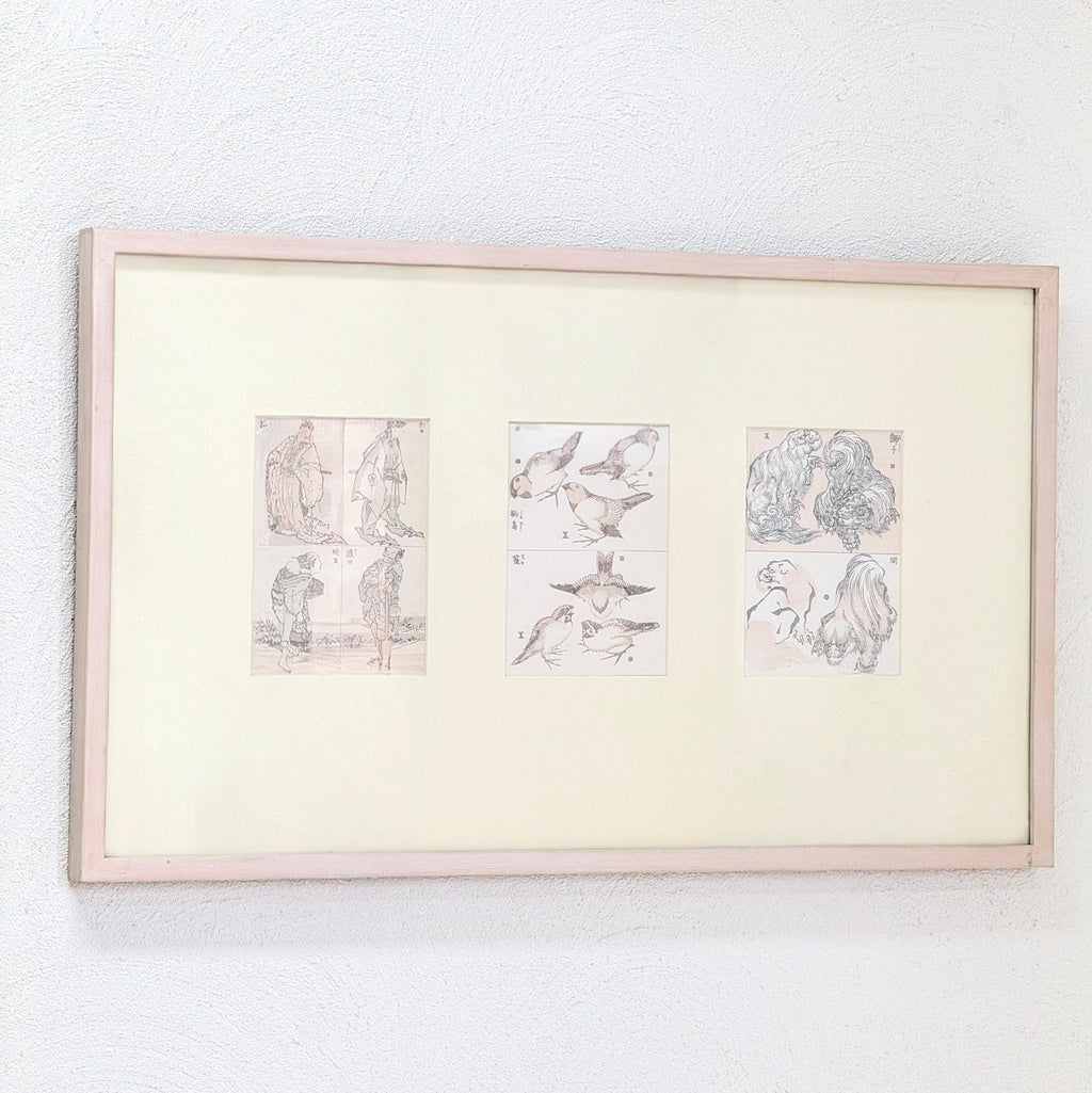 Original Katsushika Hokusai Triptych: "Life, Nature & Myth" (Manga Studies) | 19th Century