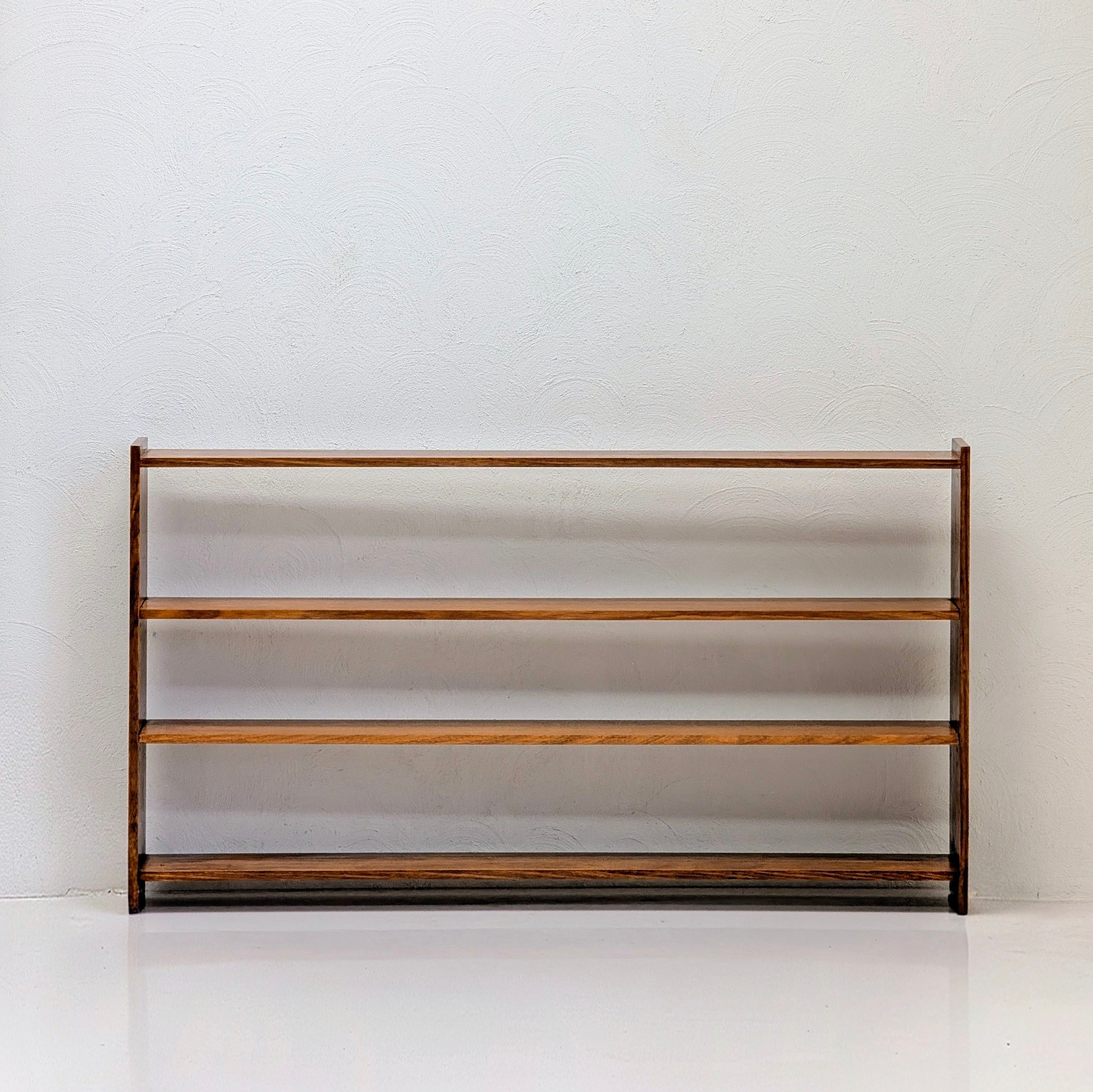 Minimalist 1970s Solid Oak Low-Profile Bookcase