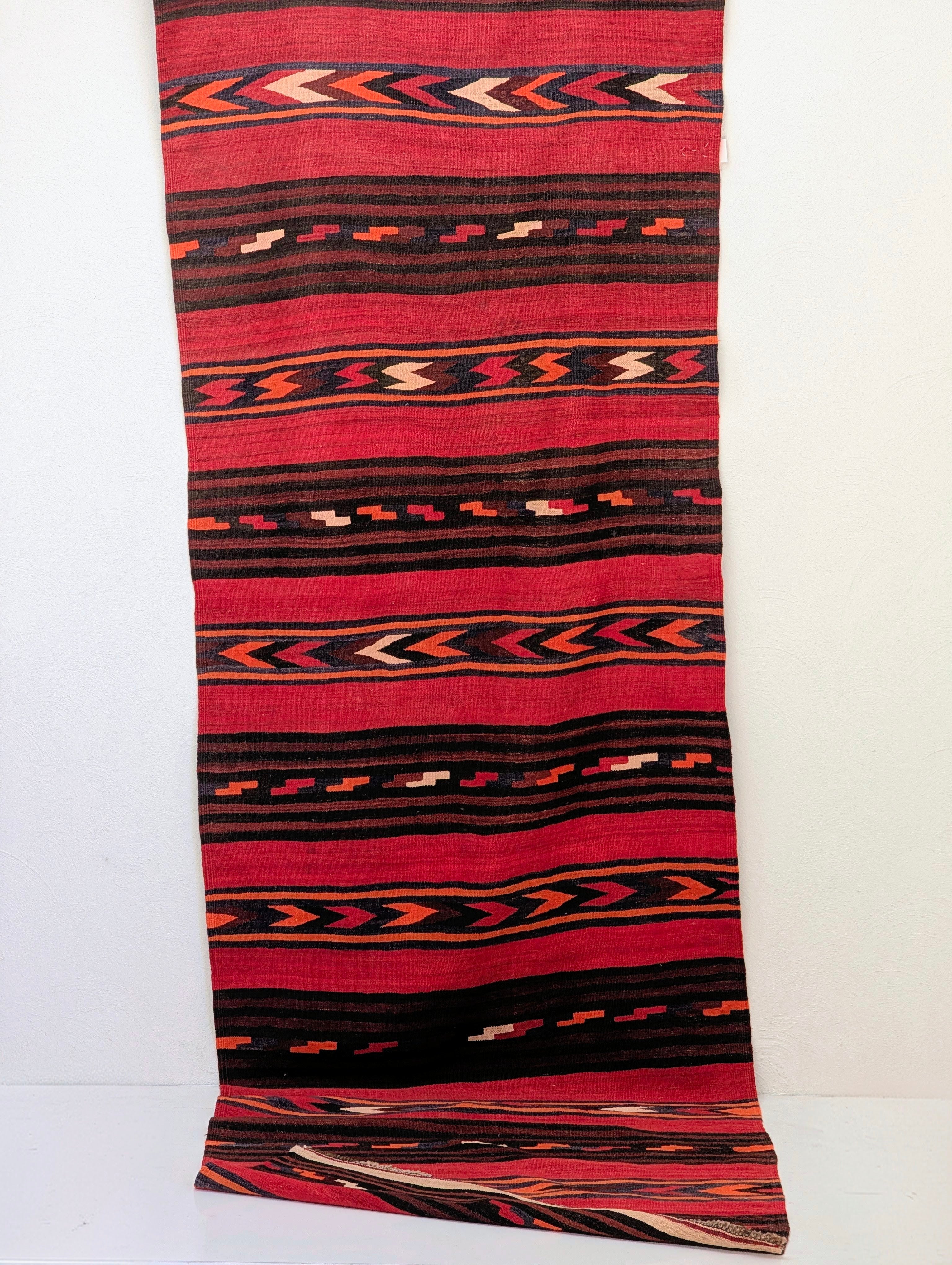 Vintage Persian Tribal Kilim Runner – 385cm