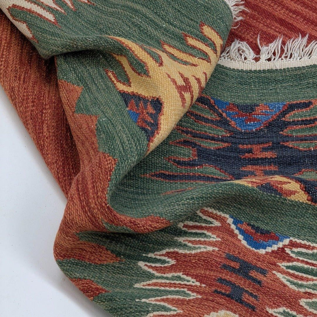 Vintage Anatolian 'Cicim' Kilim with Female 'Elibelinde' Motifs, Hand - Woven Wool. Turkey, c.1960 - Fox & Wedge