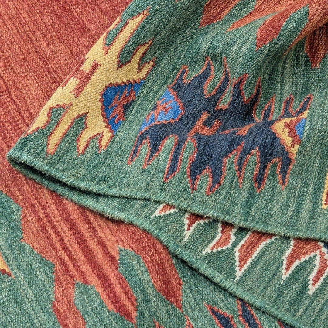 Vintage Anatolian 'Cicim' Kilim with Female 'Elibelinde' Motifs, Hand - Woven Wool. Turkey, c.1960 - Fox & Wedge