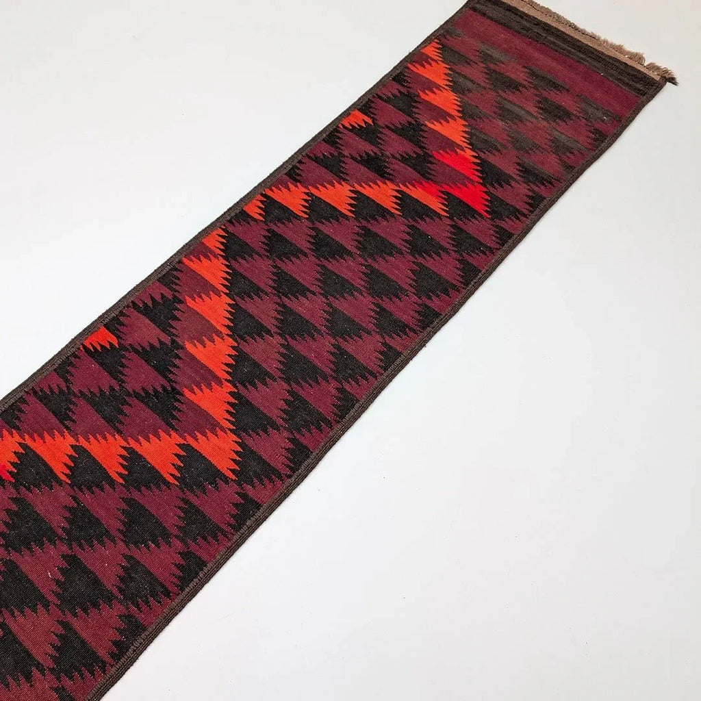 Vintage Handwoven Persian Sumac Kilim Runner, Natural Dyes, Mid - 20th Century - Fox & Wedge